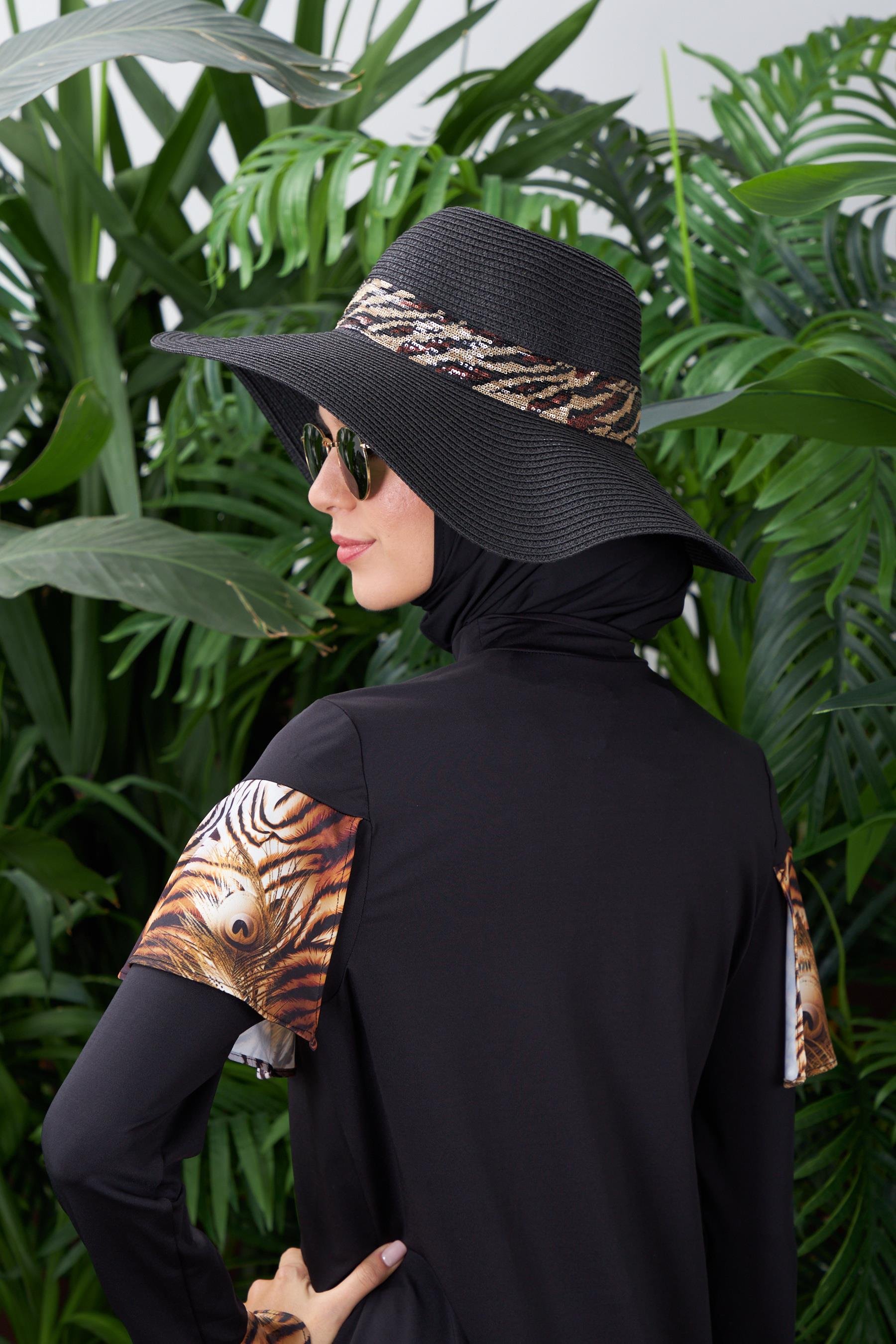 ZEBRA ŞERİTLİ HASIR ŞAPKA