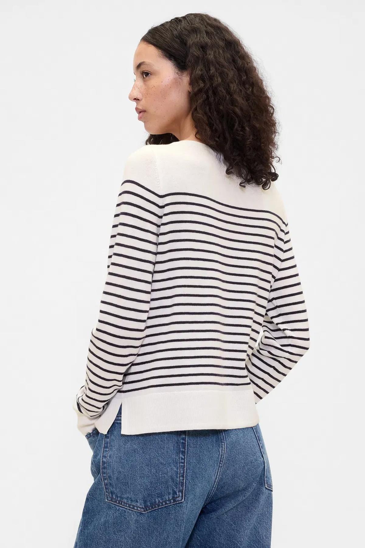 Gap V-Bella Boatneck Stripe Kadın Sweatshirt 791472003
