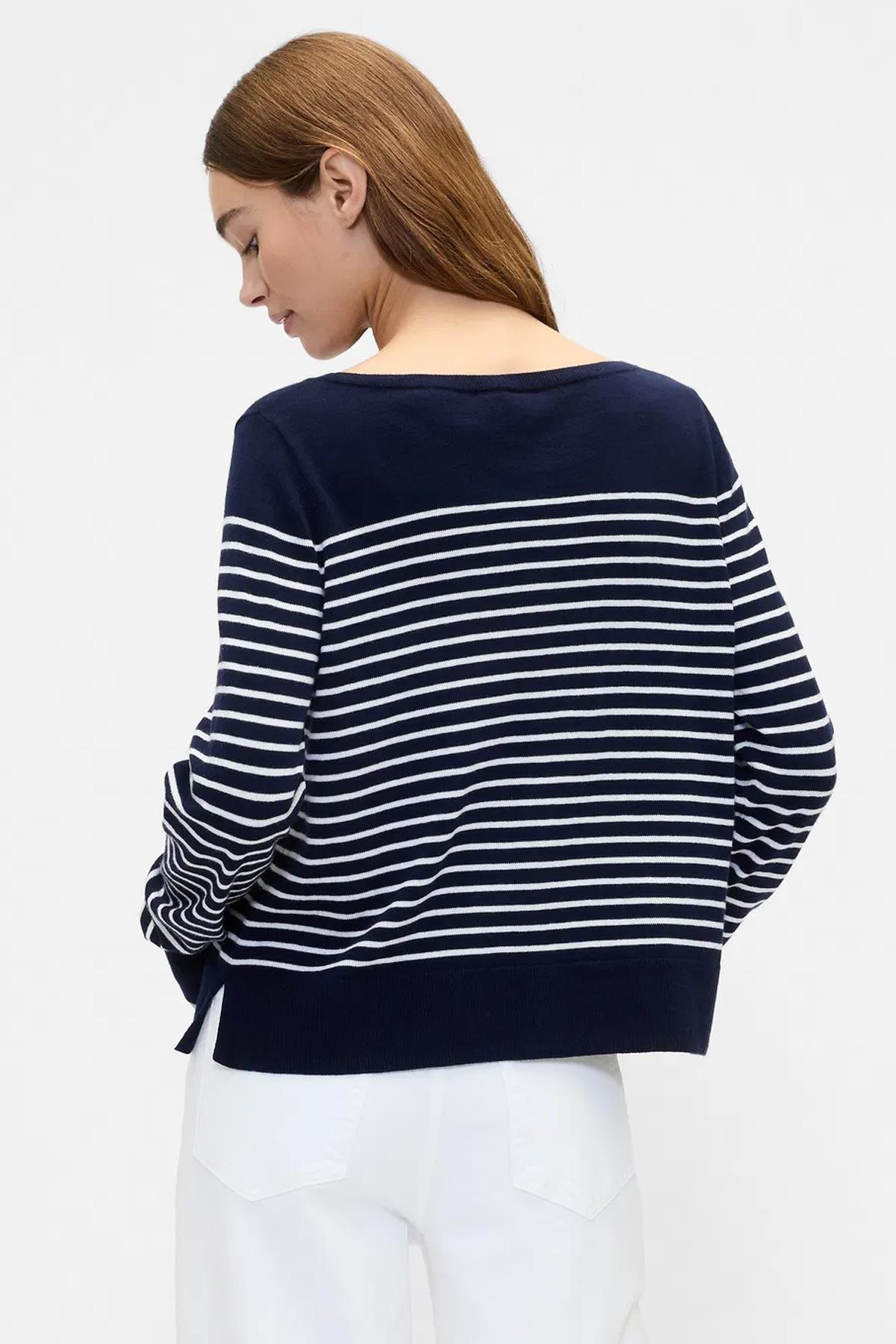 Gap V-Bella Boatneck Stripe Kadın Sweatshirt 791472001
