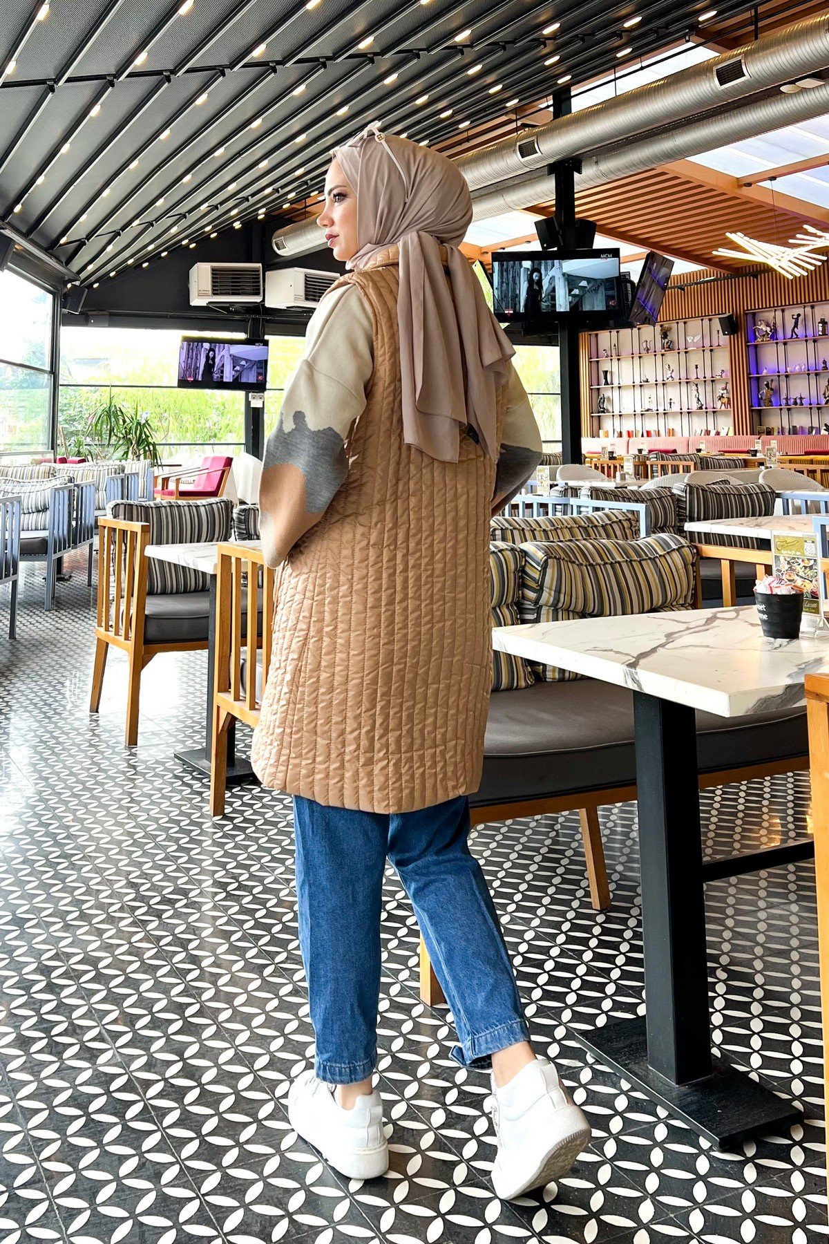 Ahenk Kapitone Yelek - BEJ