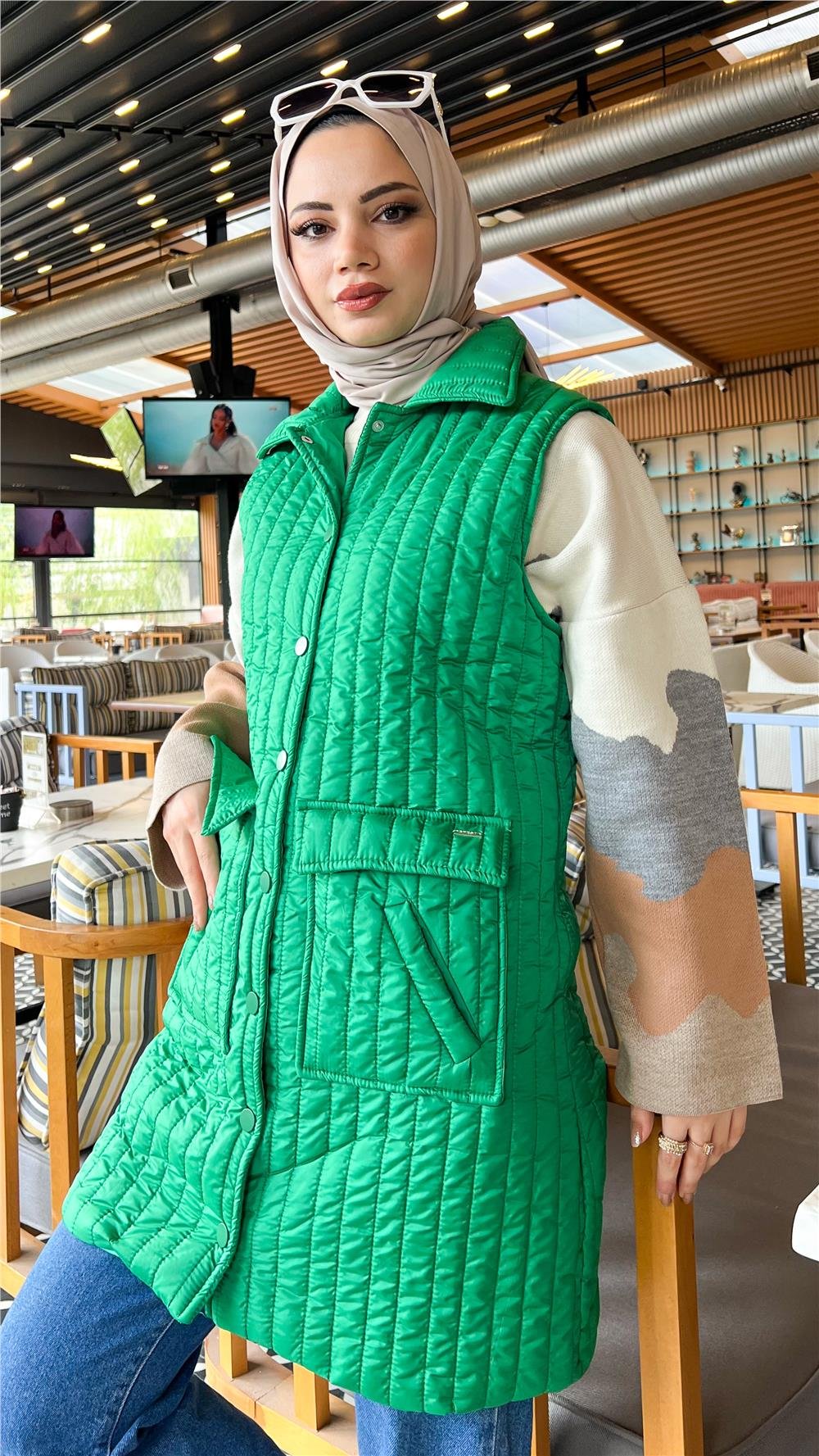 Ahenk Kapitone Yelek - BENETTON YEŞİL