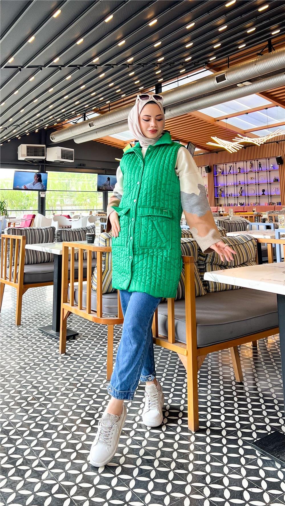 Ahenk Kapitone Yelek - BENETTON YEŞİL