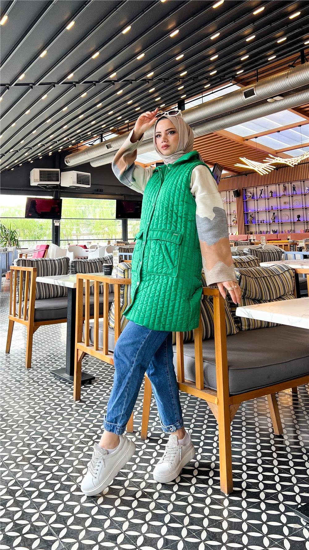 Ahenk Kapitone Yelek - BENETTON YEŞİL