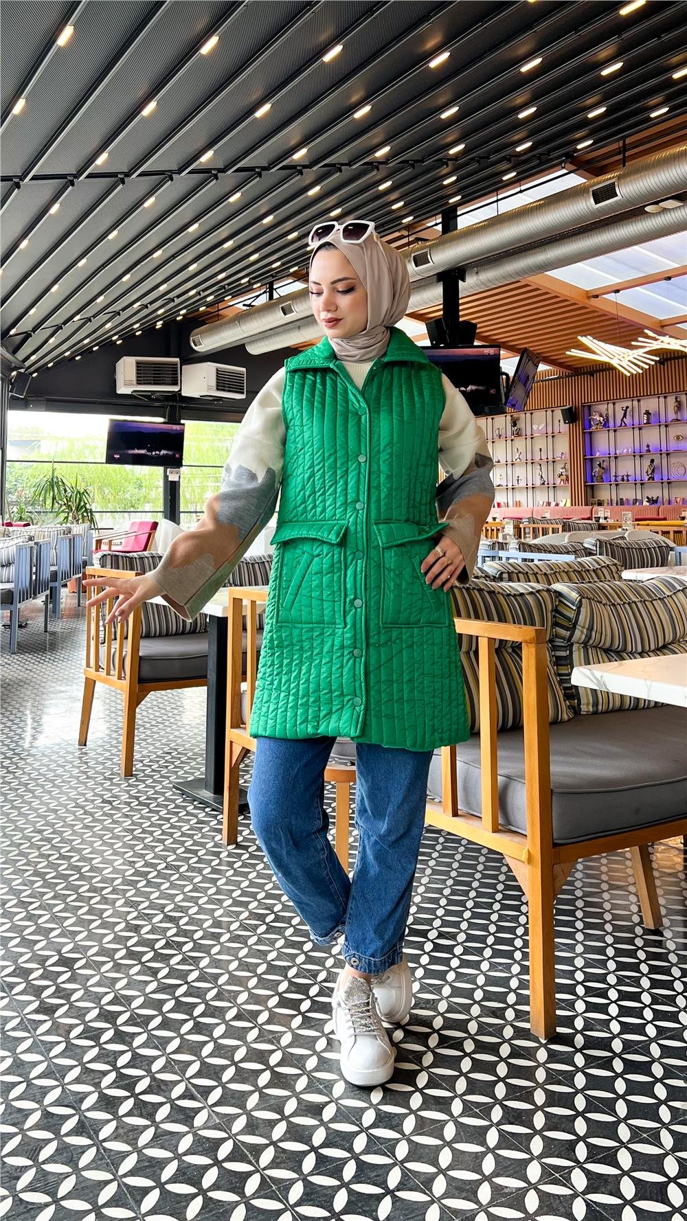 Ahenk Kapitone Yelek - BENETTON YEŞİL