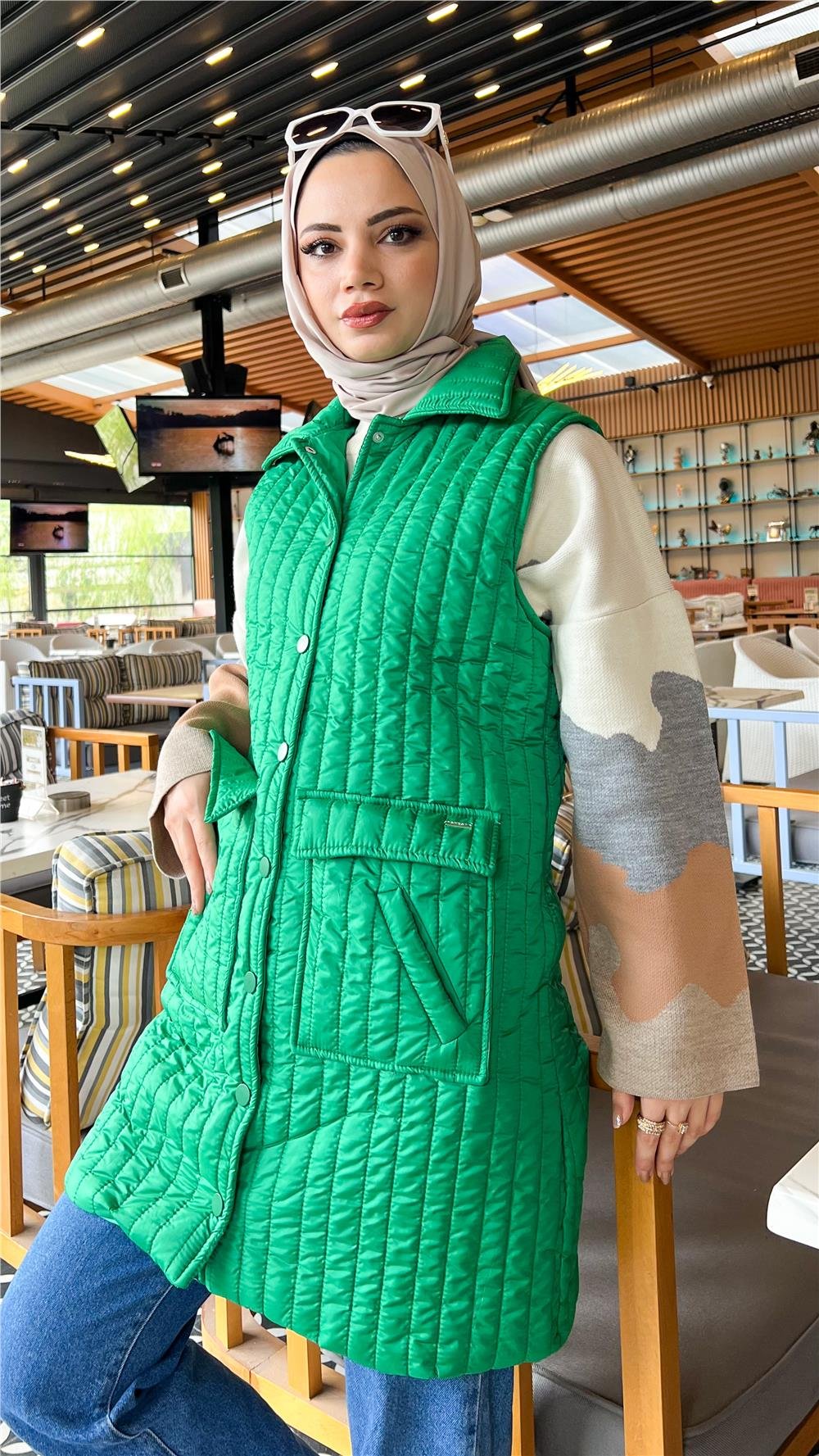 Ahenk Kapitone Yelek - BENETTON YEŞİL