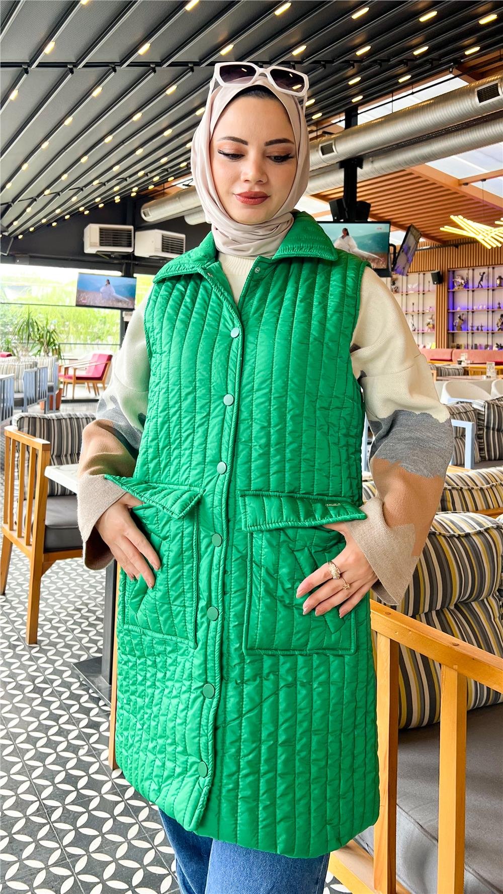 Ahenk Kapitone Yelek - BENETTON YEŞİL