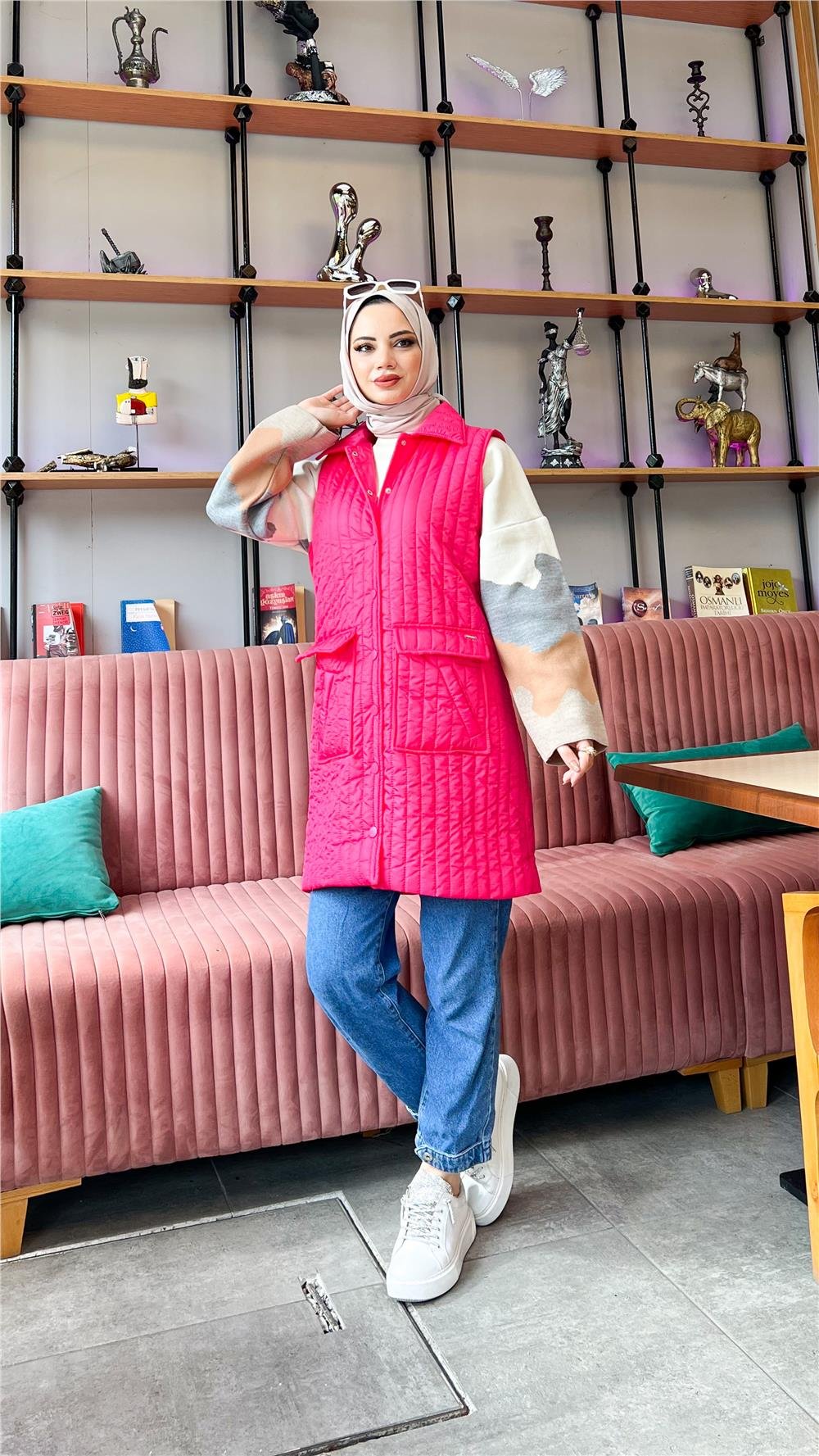 Ahenk Kapitone Yelek - FUŞYA