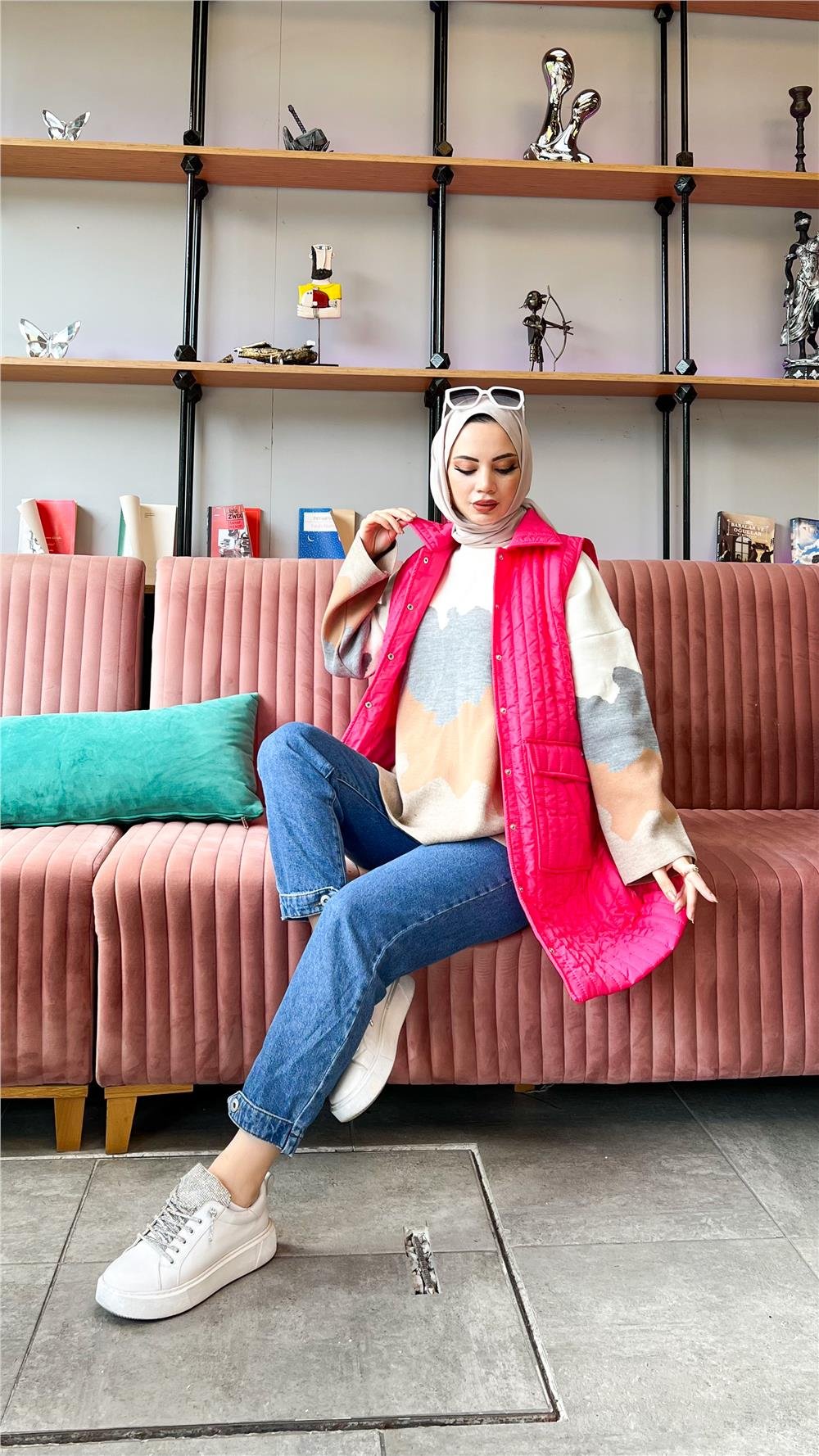 Ahenk Kapitone Yelek - FUŞYA