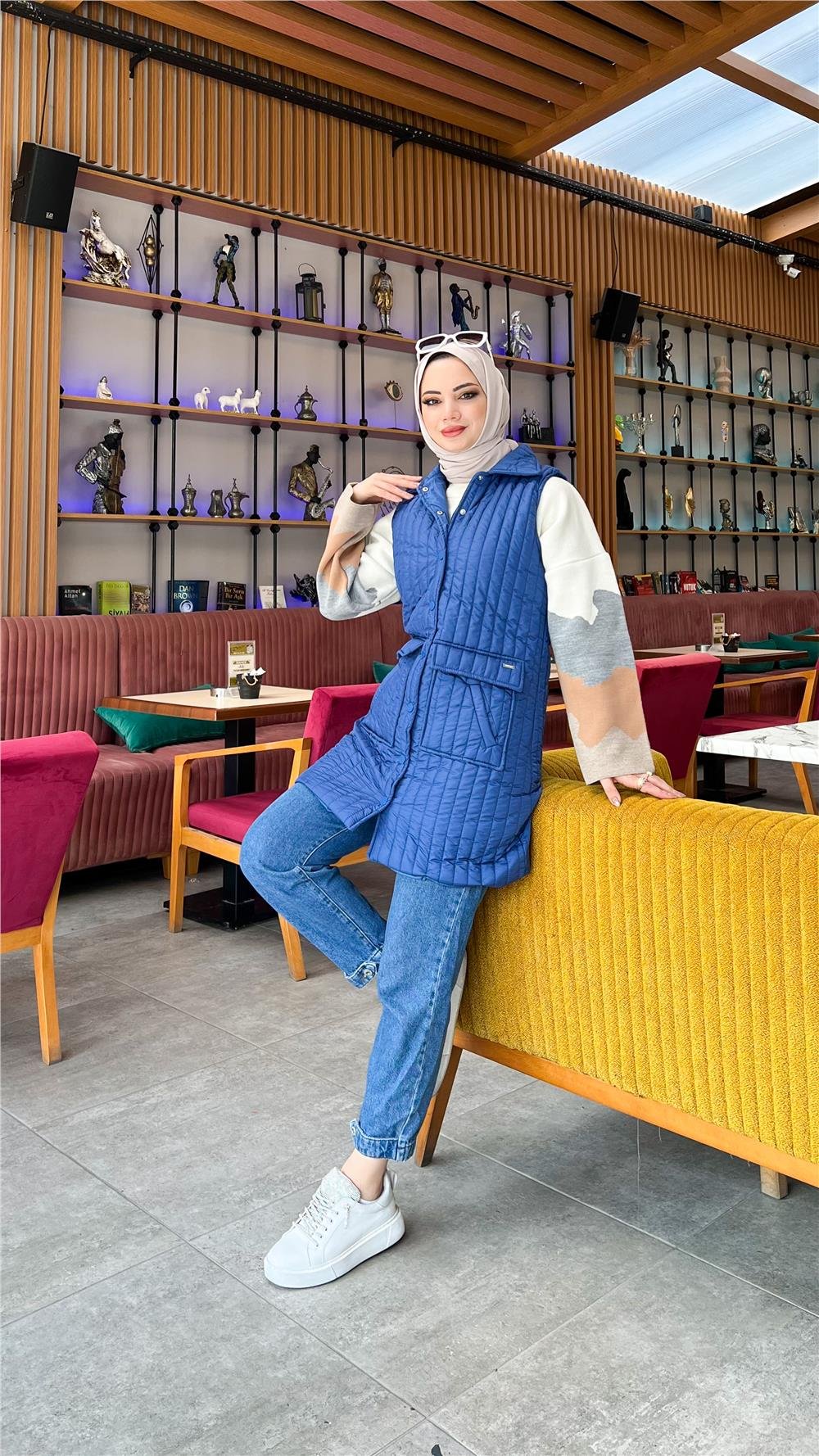 Ahenk Kapitone Yelek - İNDİGO