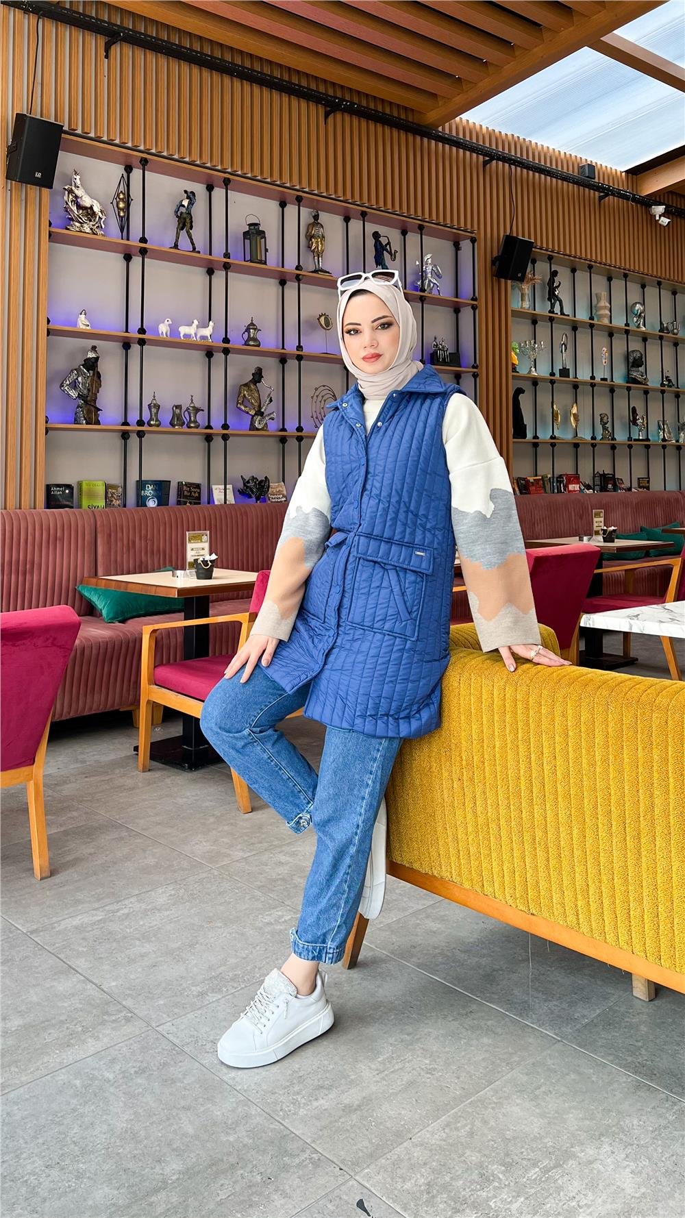 Ahenk Kapitone Yelek - İNDİGO