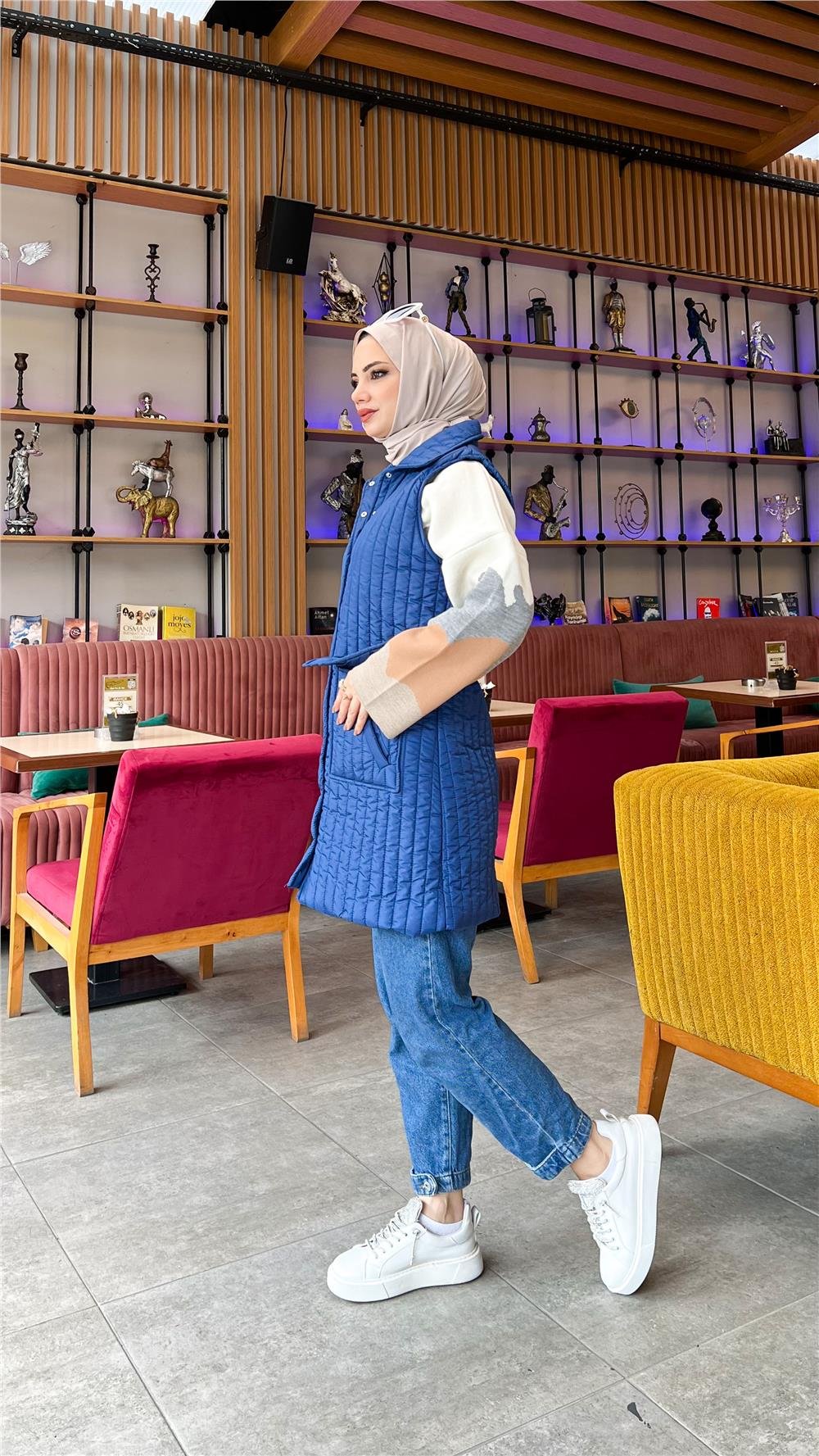 Ahenk Kapitone Yelek - İNDİGO