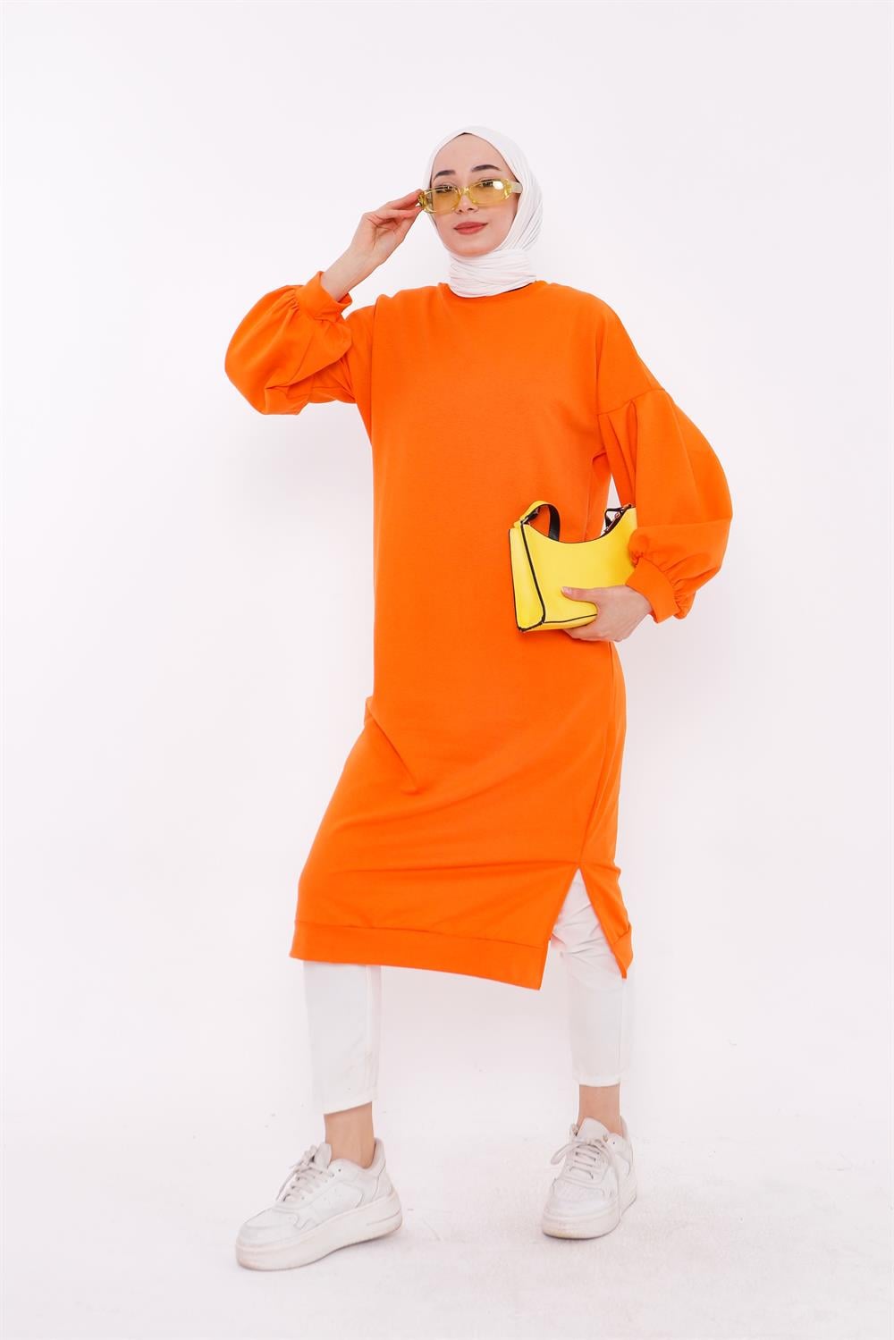 Balon Kol Midi Boy Sweatshirt Oranj