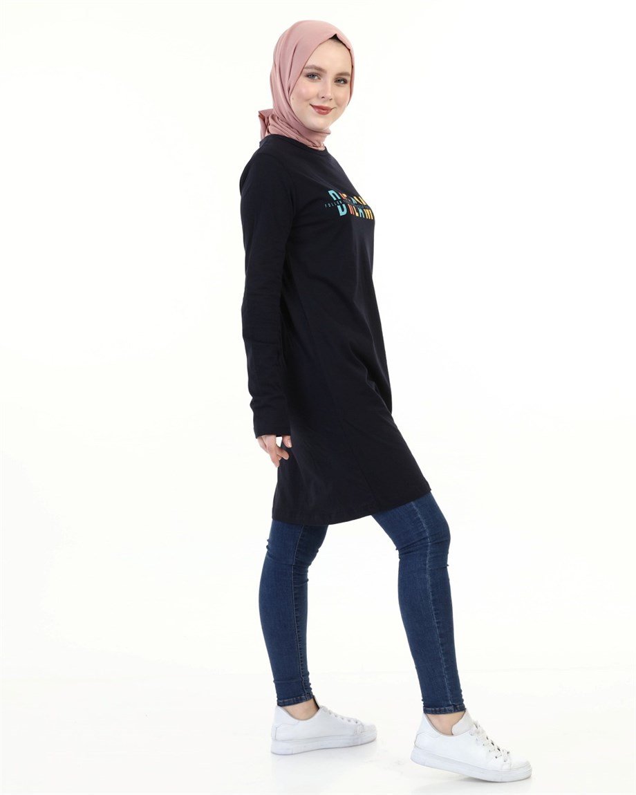 Baskılı Tunik Lacivert (6013)