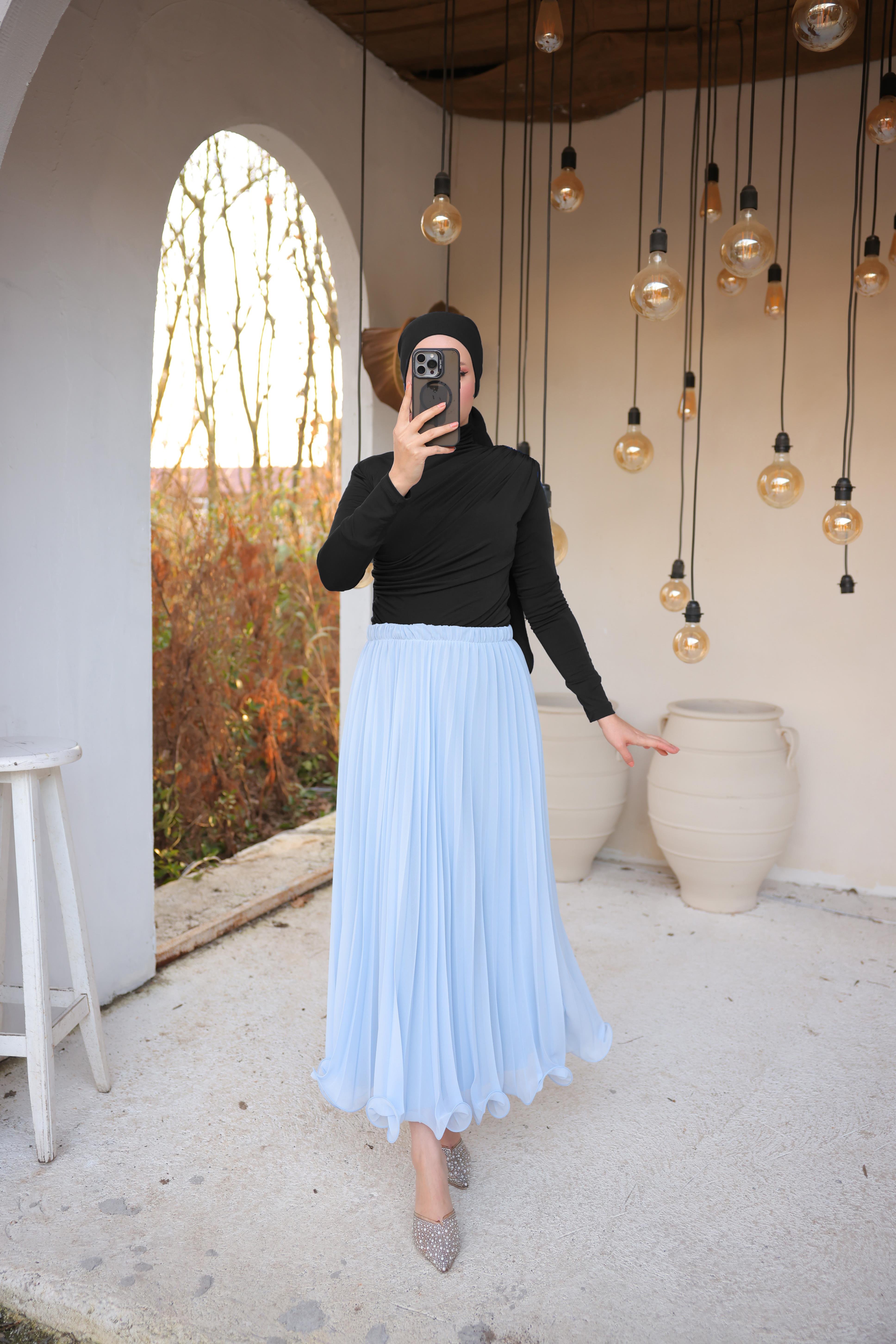 Boğazlı Uzun Kollu Sade Bluz - 71264.003 - Siyah