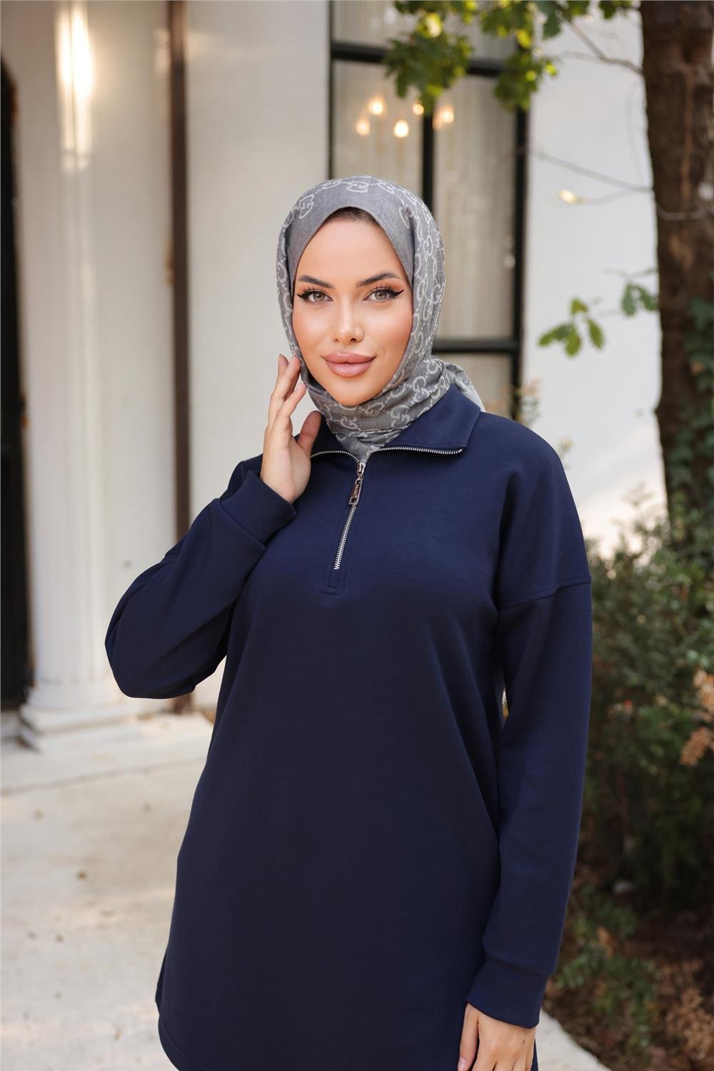 Fermuar Yaka Kısa Sweat-Pantolon İkili Eşofman Spor Takımı - 71218.015 - Lacivert