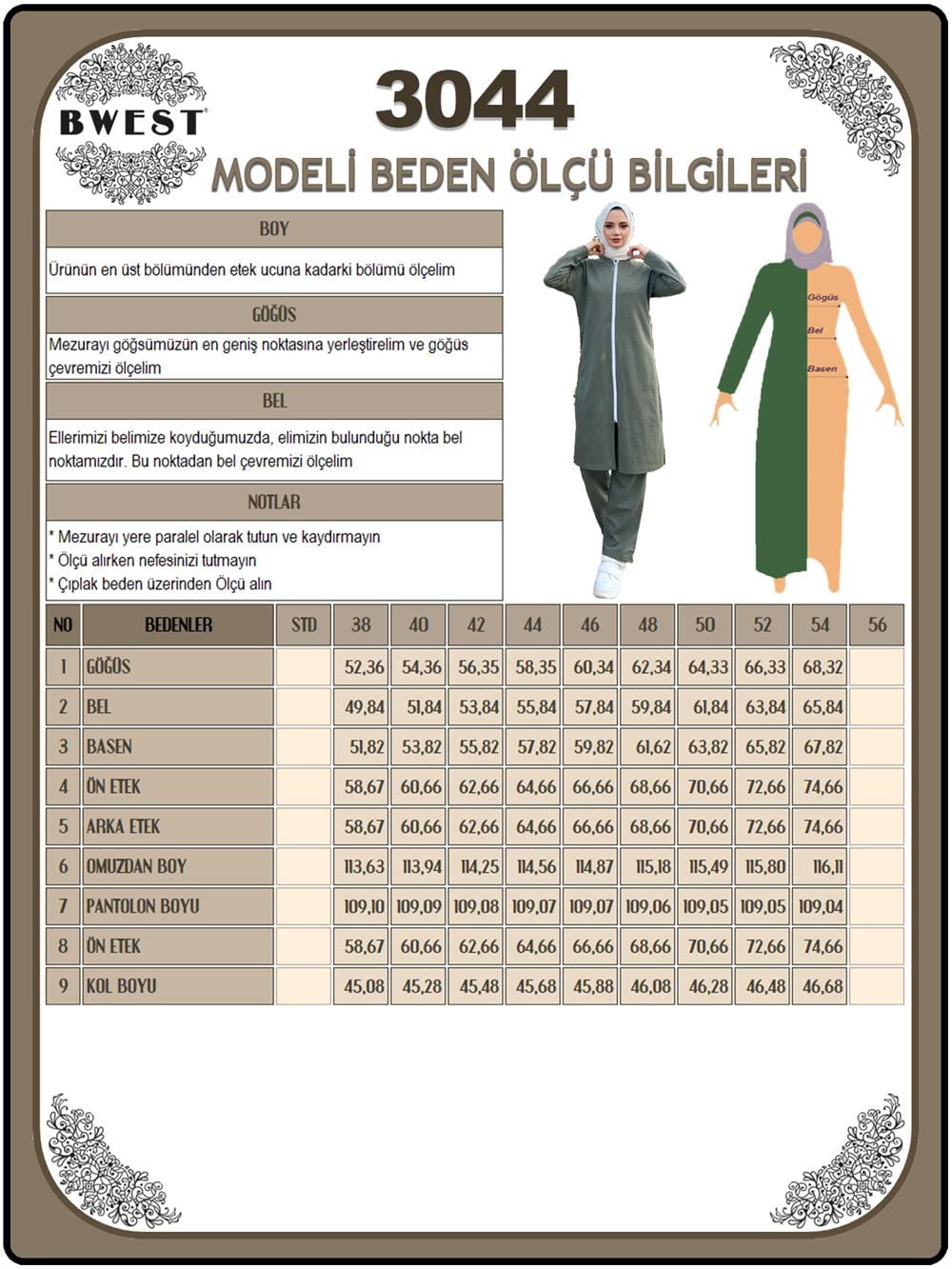 Fermuarlı Uzun Sade Basic Kap Eşofman Spor Takımı - 3044 - Haki
