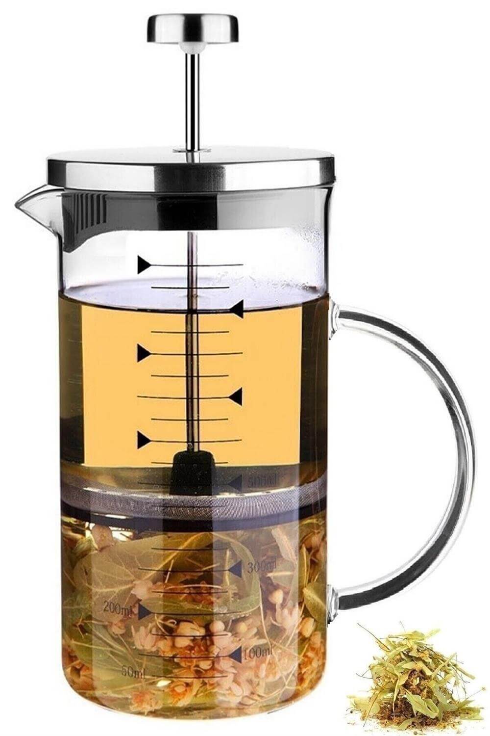 French Press Borosilikat Ateşe Dayanıklı Cam 3 ü 1 Arada - 700 ml