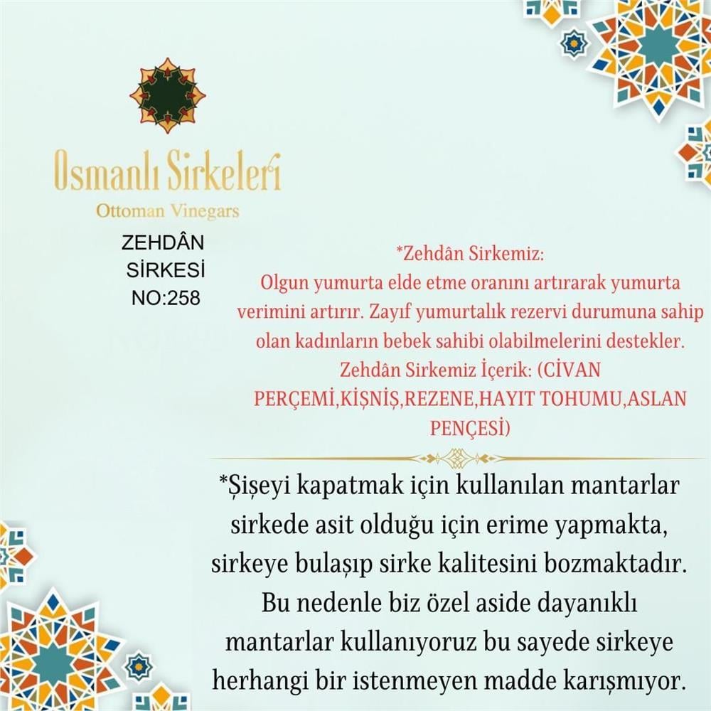 Karışım İnfüzyon - 04. Zehdân Sirkesi  - 500 ml