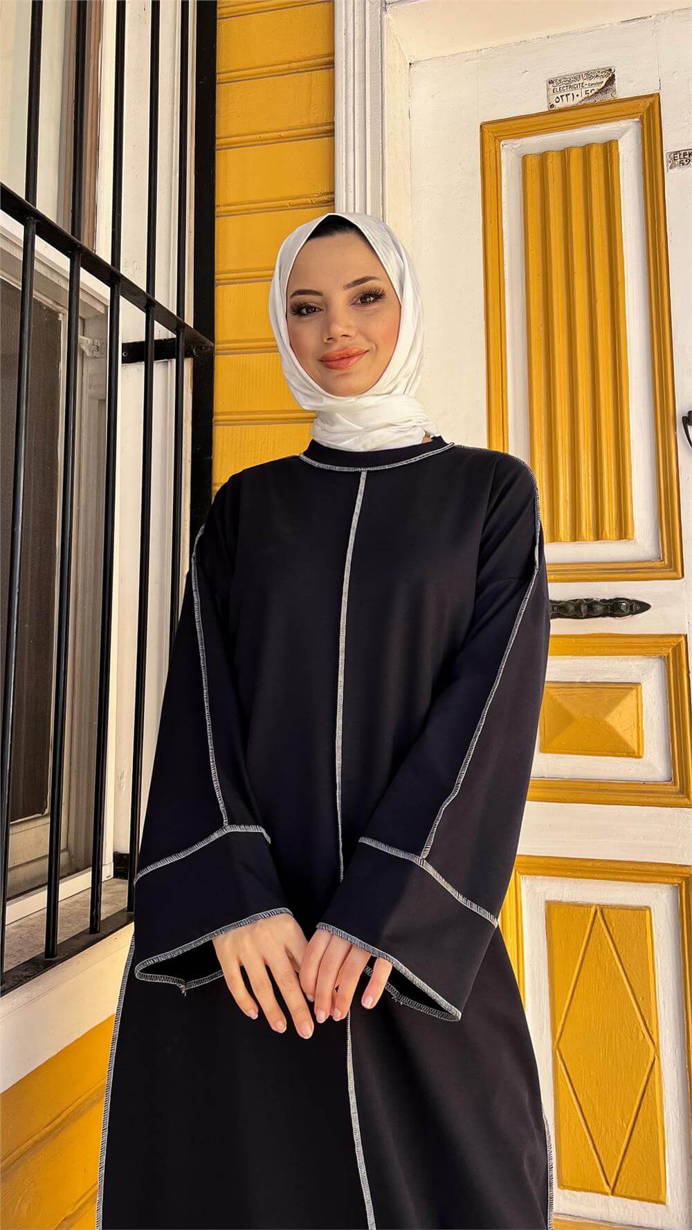 Mevlana Oversize Pamuklu Elbise - 71167 - Siyah
