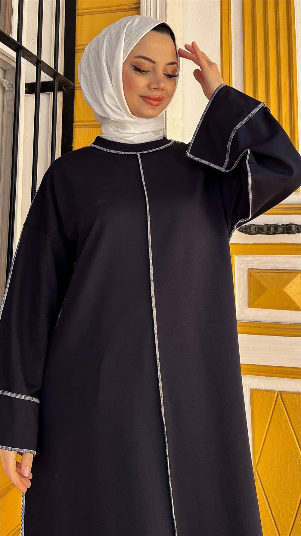 Mevlana Oversize Pamuklu Elbise - 71167 - Siyah