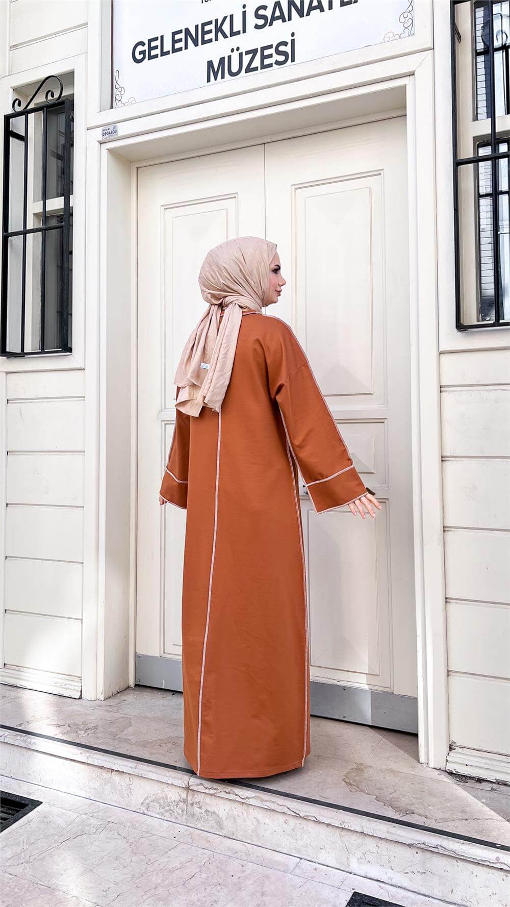Mevlana Oversize Pamuklu Elbise - 71167 - Hardal