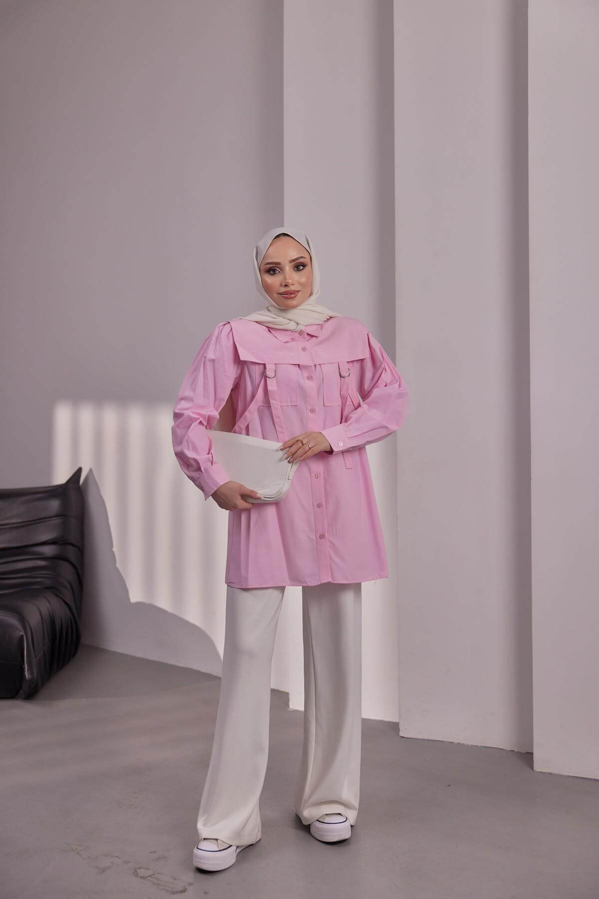 POPLİN GÖMLEK - PEMBE