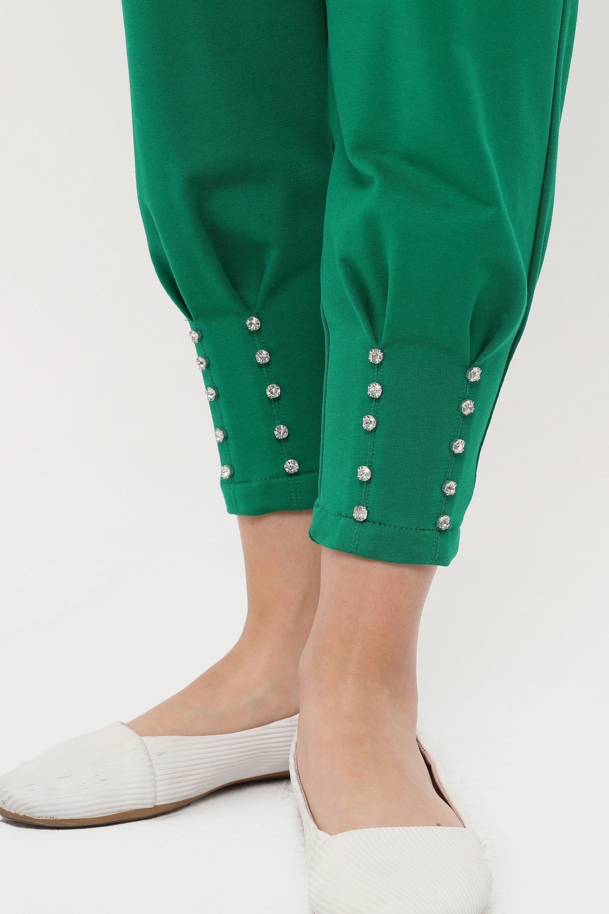 ZEHMERİ Taşlı Pantolon - BENETTON YEŞİL