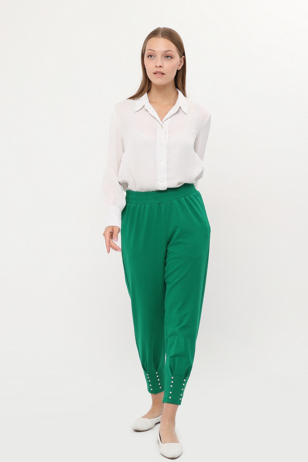 ZEHMERİ Taşlı Pantolon - BENETTON YEŞİL