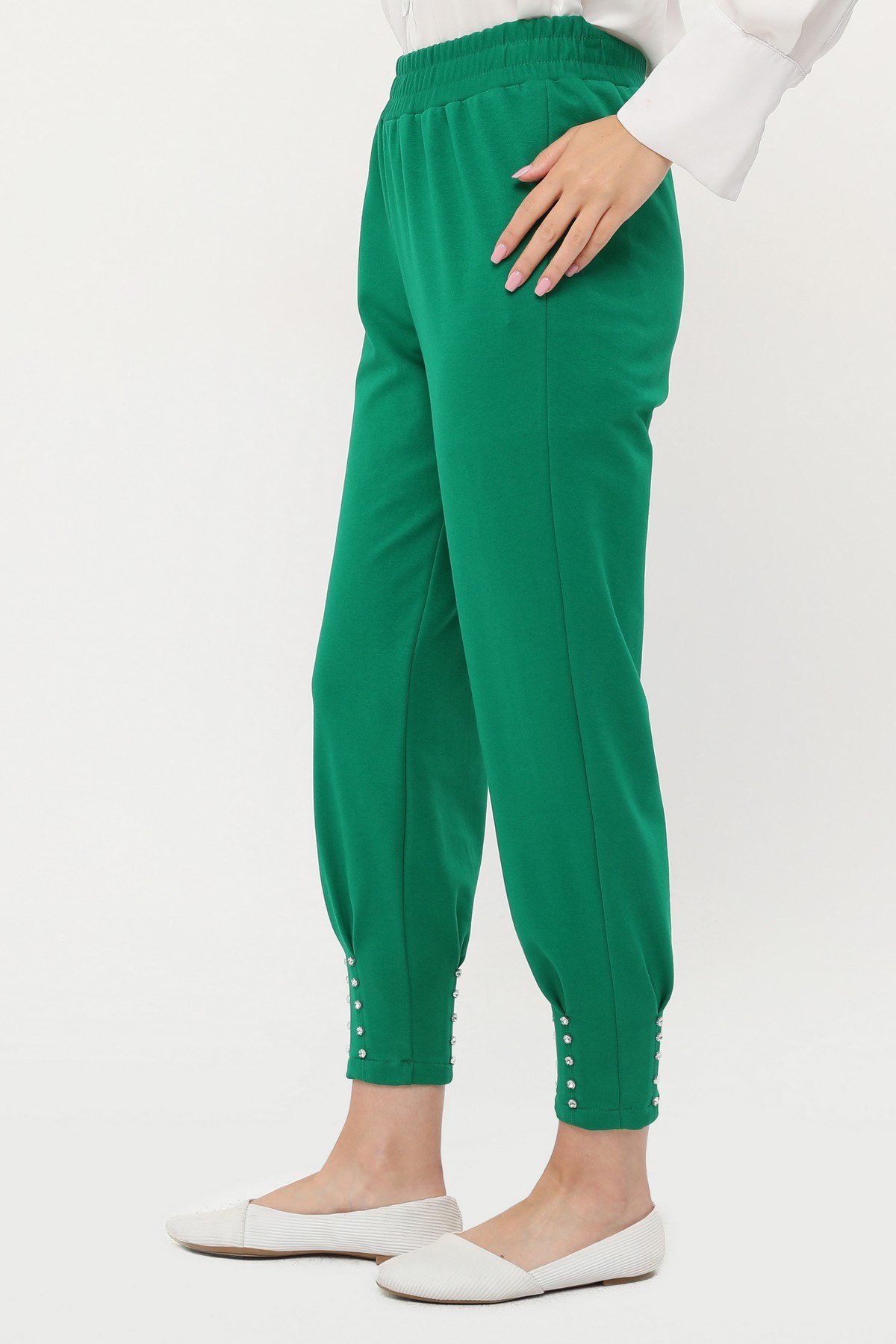 ZEHMERİ Taşlı Pantolon - BENETTON YEŞİL