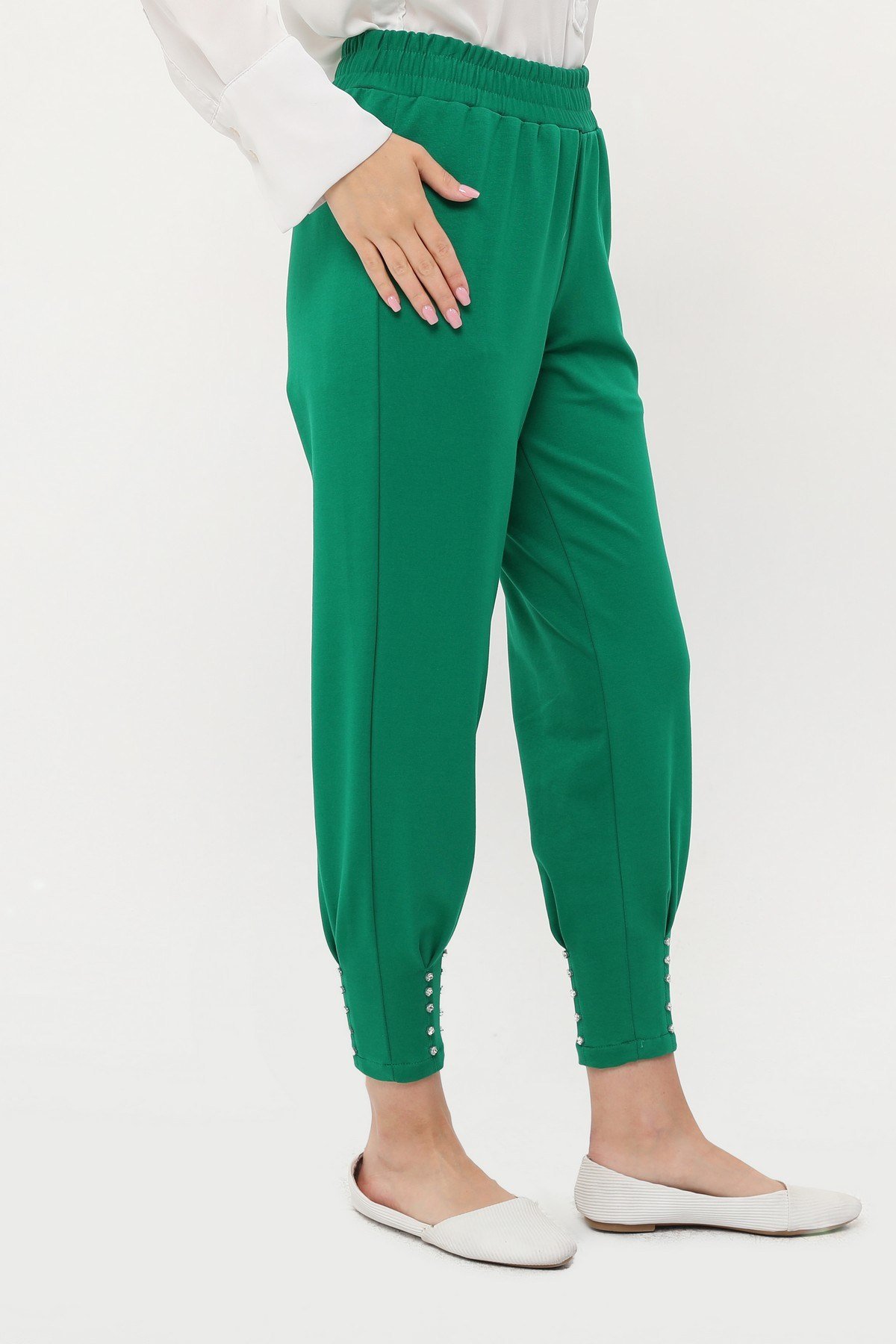 ZEHMERİ Taşlı Pantolon - BENETTON YEŞİL