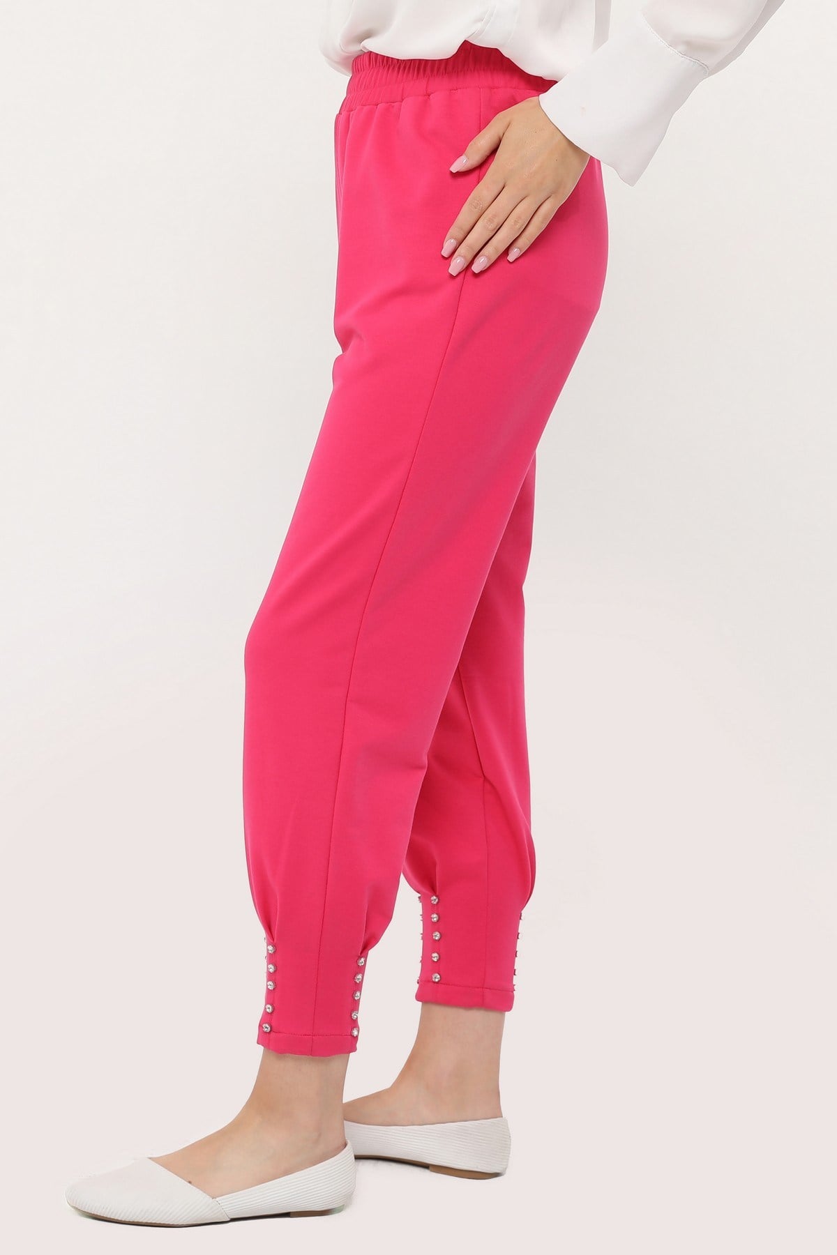 ZEHMERİ Taşlı Pantolon - FUŞYA