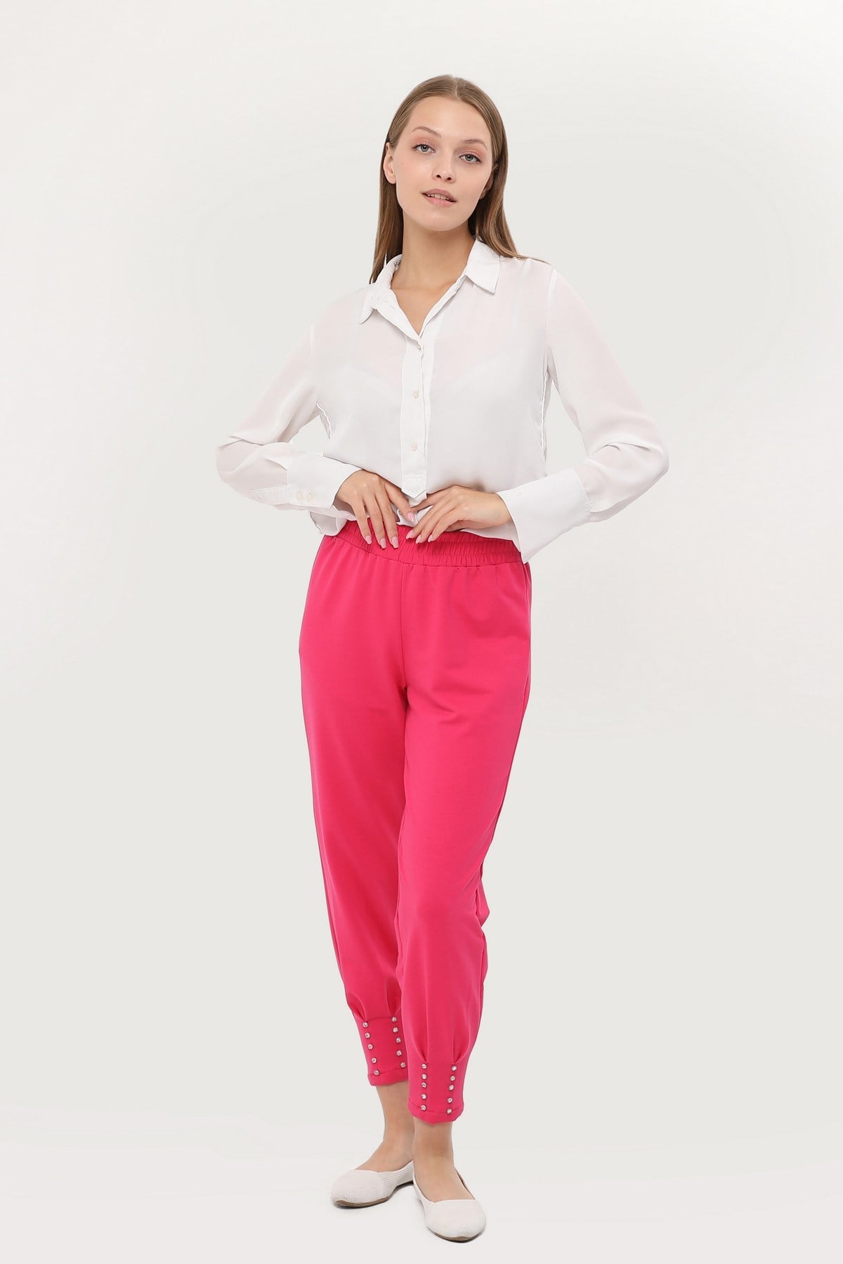 ZEHMERİ Taşlı Pantolon - FUŞYA