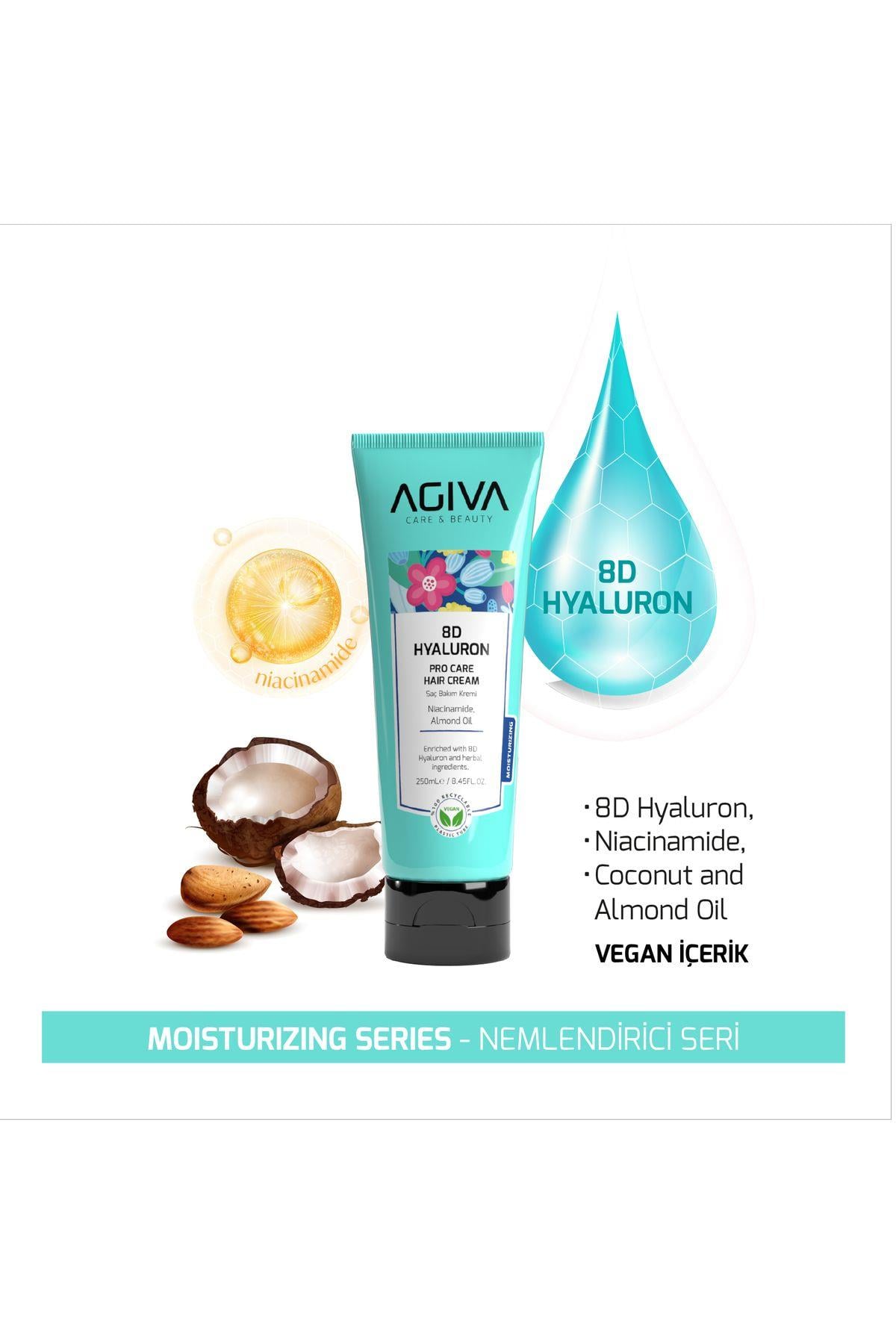 Agiva 8D Hyaluron Pro Care Niacinamid, Badem Yağı İçeren Saç Kremi 250 ml