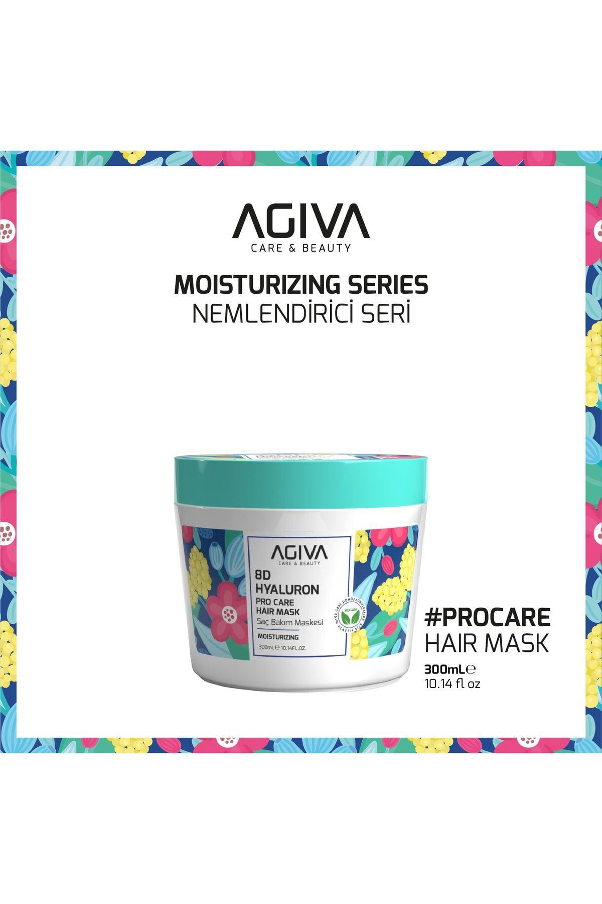 Agiva 8D Hyaluron Pro Care Niacinamid, Badem Yağı İçeren Saç Maskesi 300 ml 