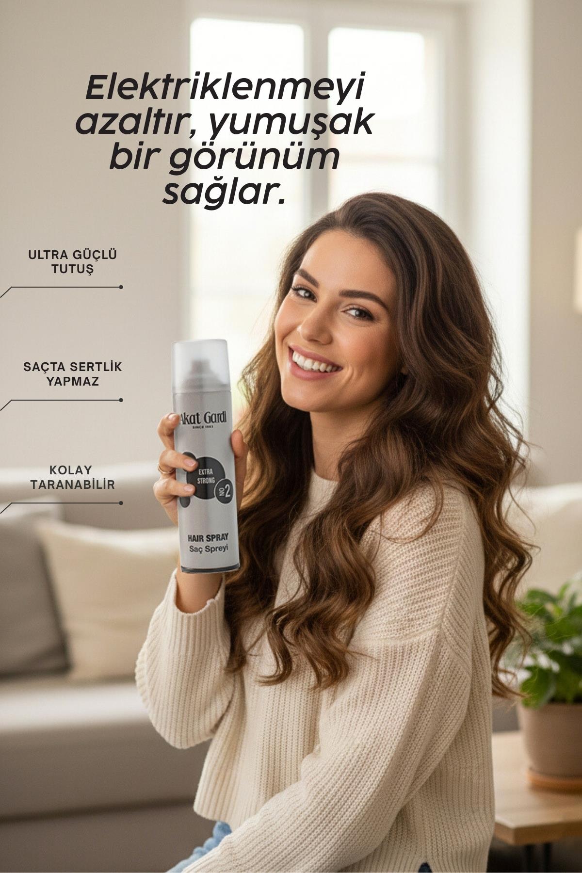 Akat Gardi Saç Spreyi Extra Strong No:2 Gri 180 ml