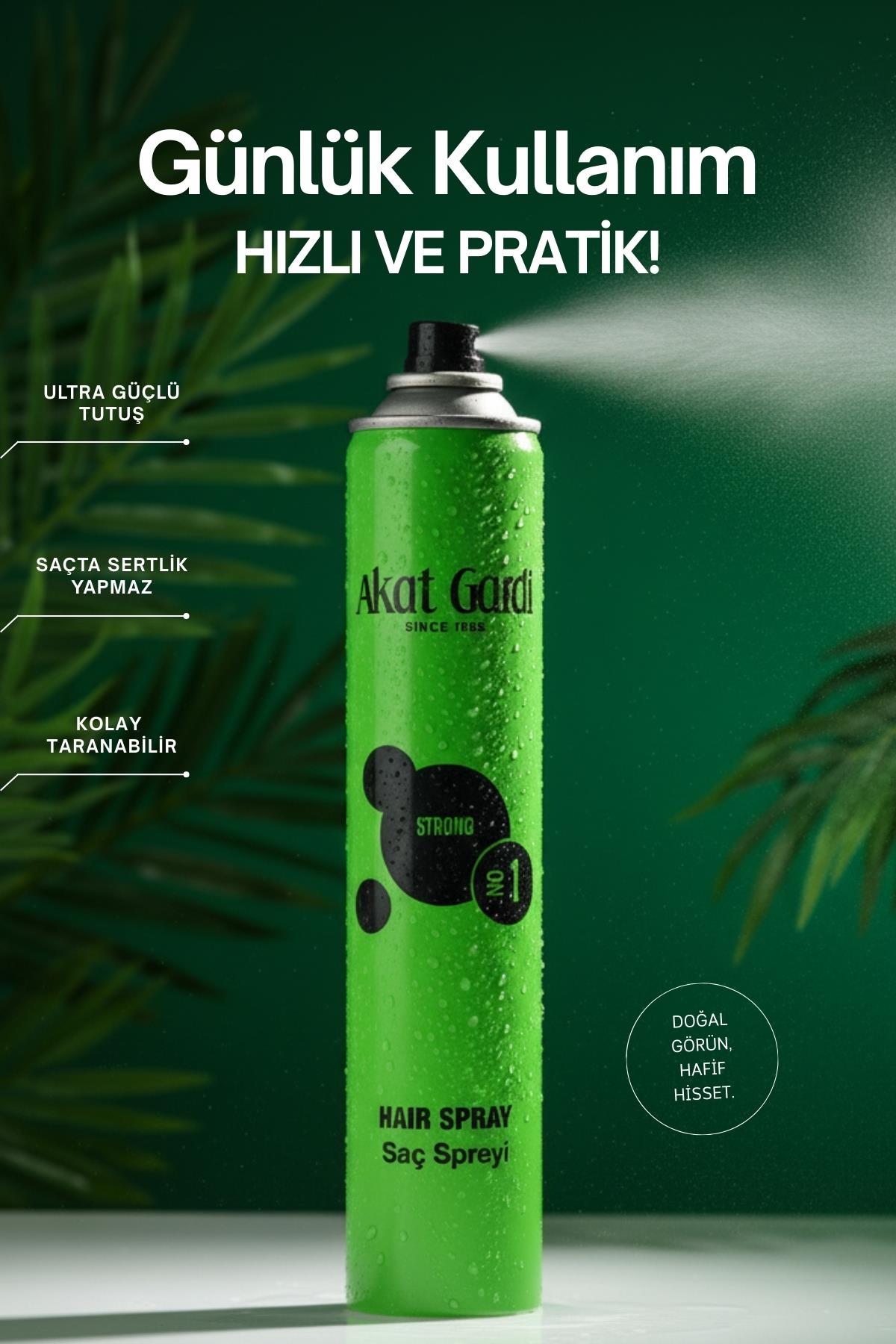 Akat Gardi Saç Spreyi Strong No:1 Yeşil 400 ml