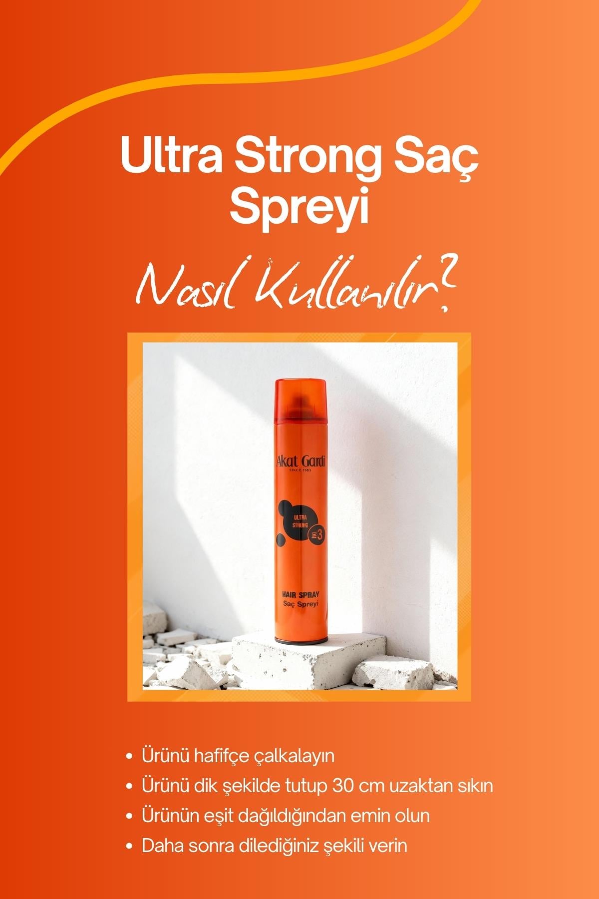 Akat Gardi Saç Spreyi Ultra Strong No:3 Turuncu 400 ml