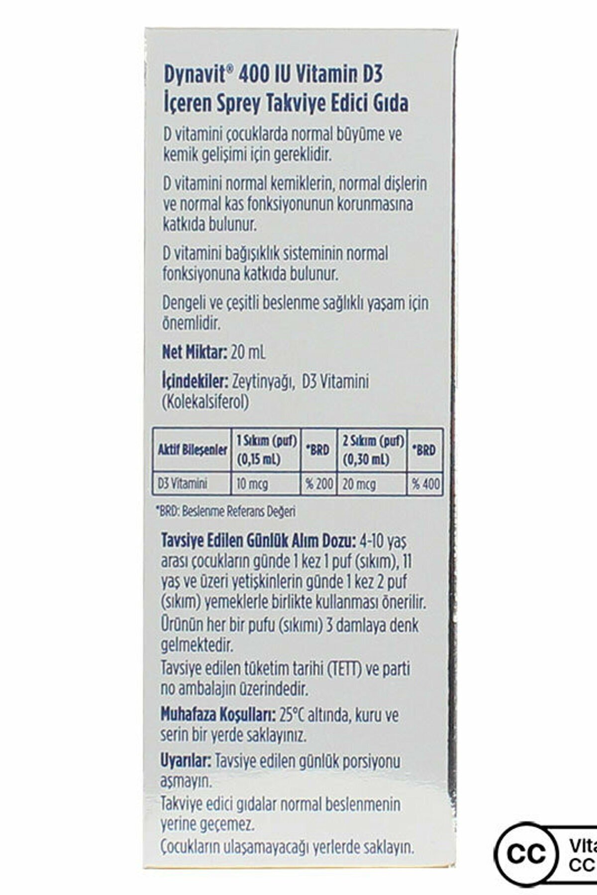 Dynavit Vitamin D3 400 IU 20 Ml