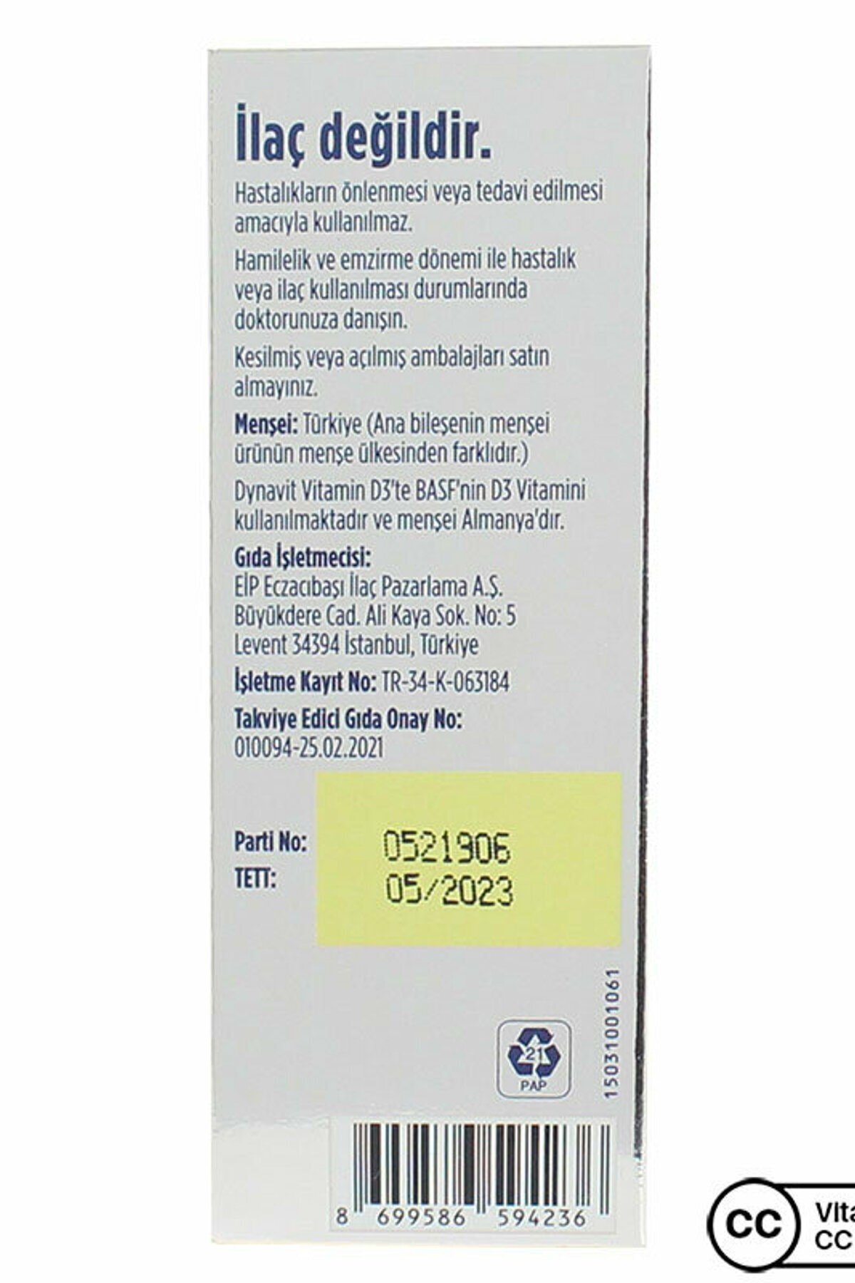 Dynavit Vitamin D3 400 IU 20 Ml