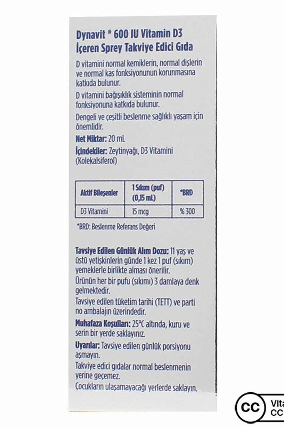 Dynavit Vitamin D3 600 IU 20 Ml
