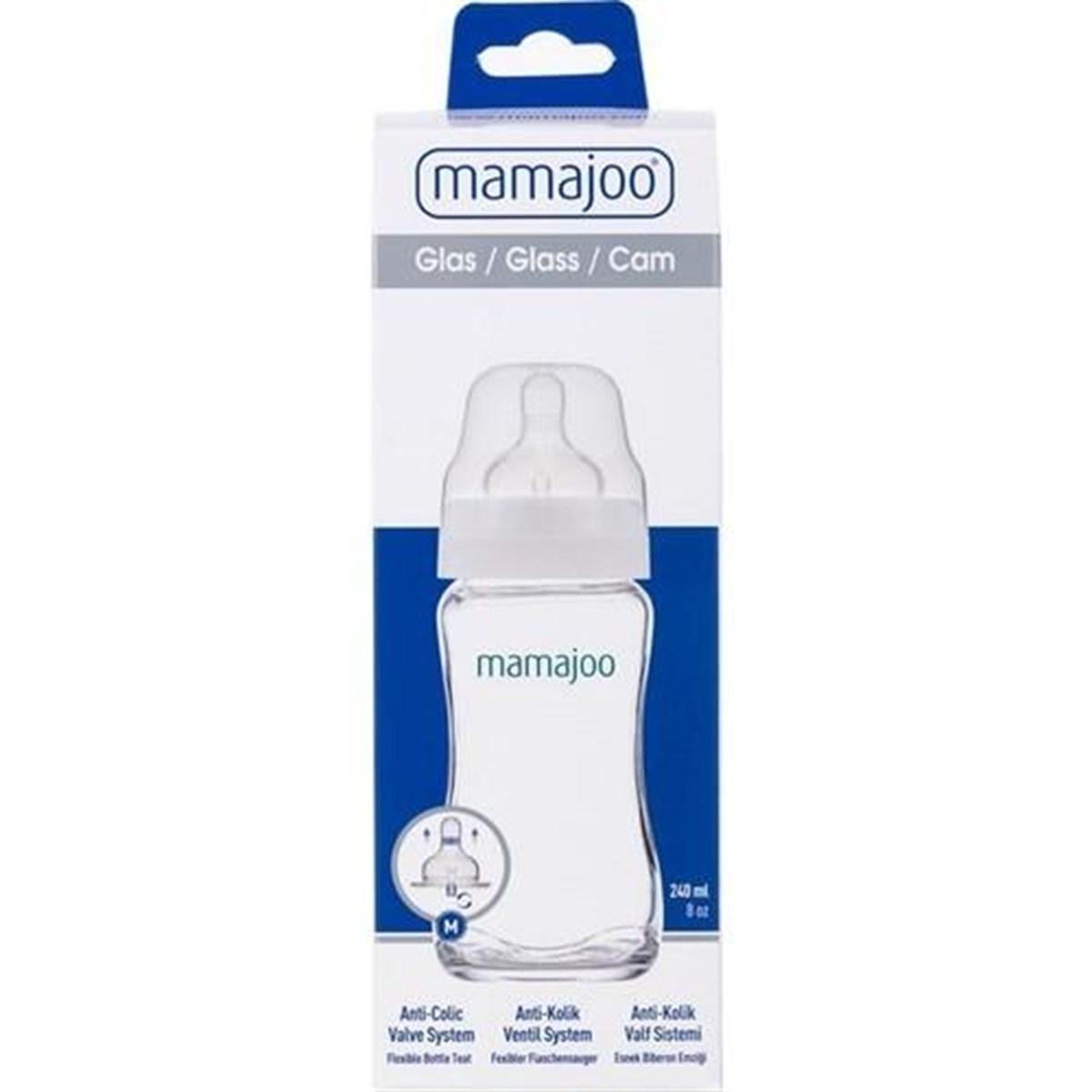 Mamajoo Biberon Cam Ve Antikolik Biberon Emziği No:2/M 240 Ml