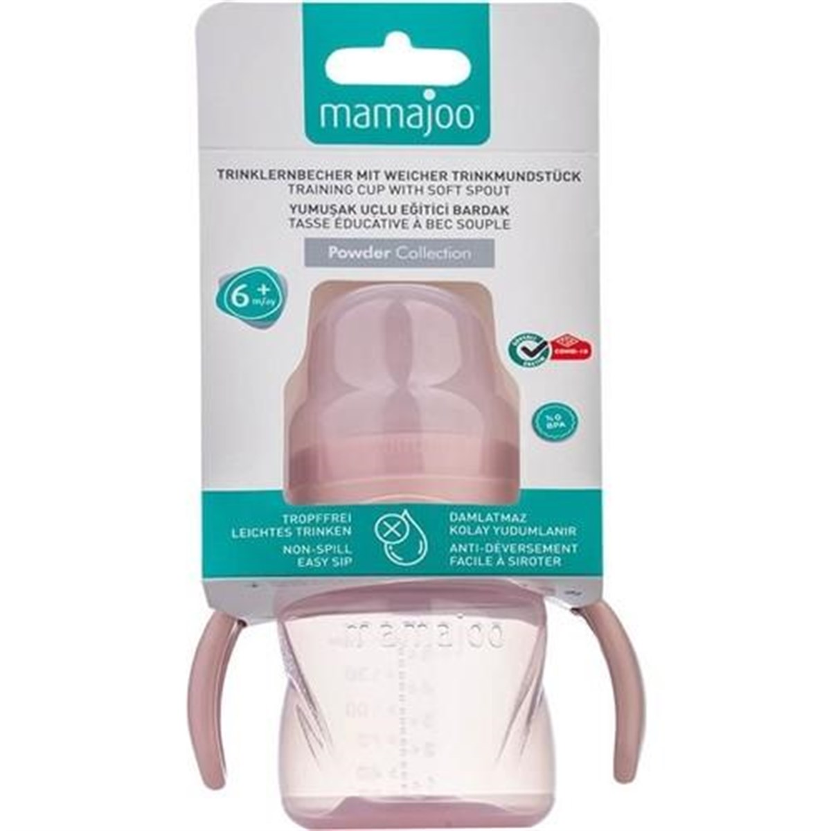 Mamajoo Eğitici Bardak Antikolik Kulplu Akıtmaz Powder Pink 160 Ml