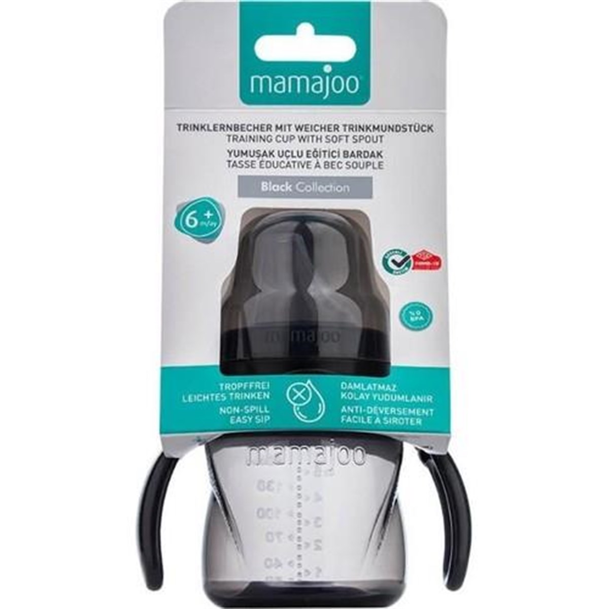Mamajoo Eğitici Bardak Antikolik Kulplu Akıtmaz Black 160 Ml