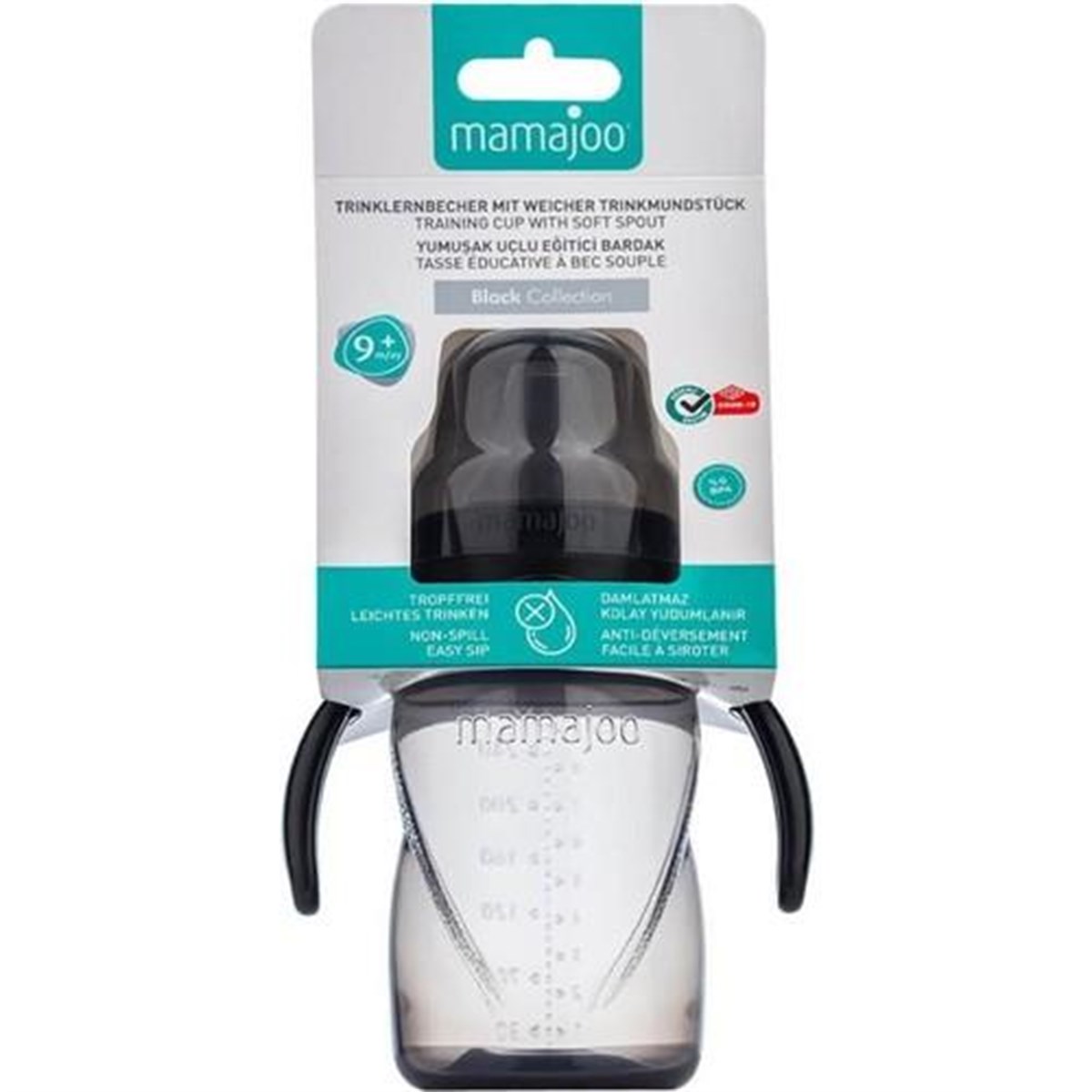 Mamajoo Eğitici Bardak Antikolik Kulplu Akıtmaz Black 270 Ml