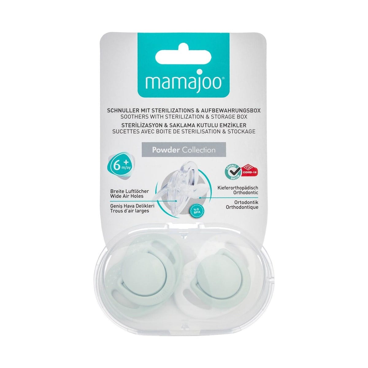 Mamajoo Emzik Saklama Kutulu Powder Green Desenli 12 Ay+ 2 li