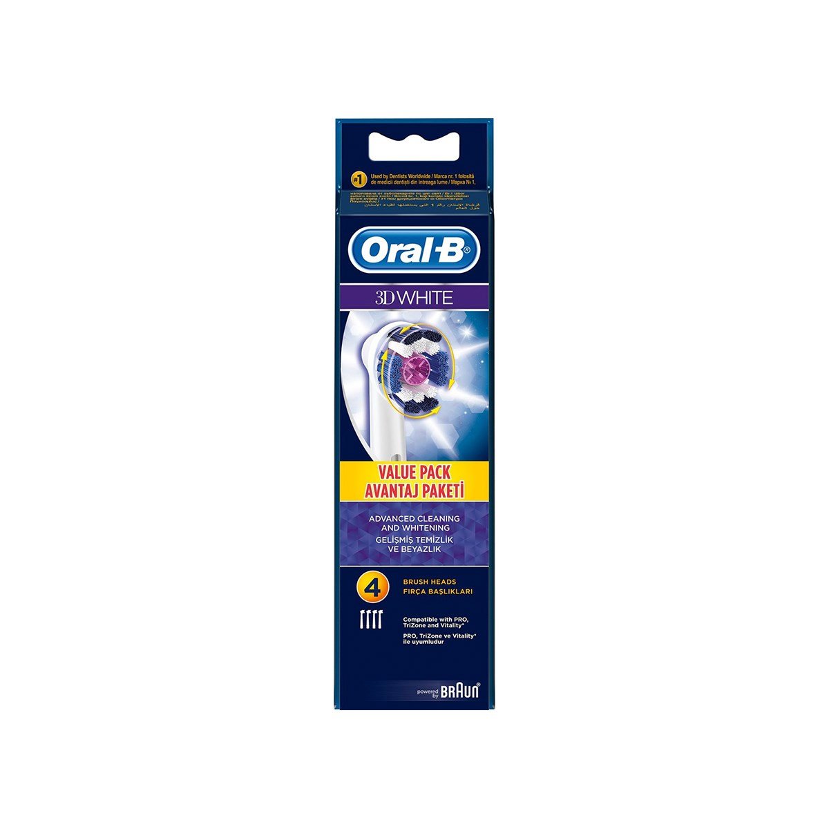 Oral-B 3D White 4'lü Şarjlı Fırça Yedek Başlığı