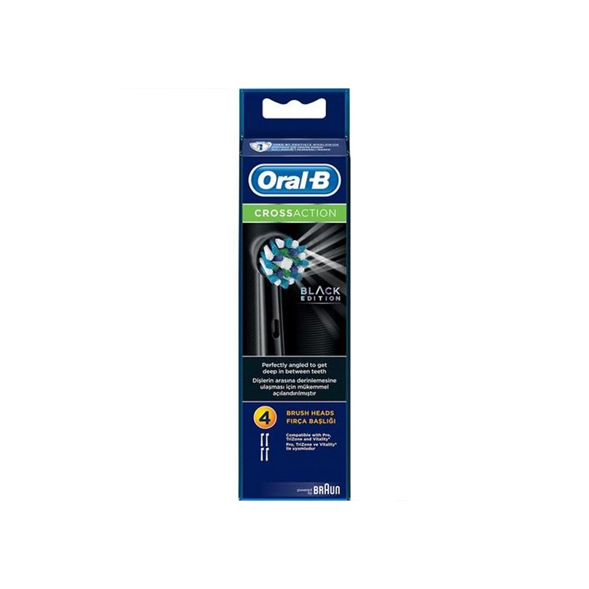 Oral-B Cross Action Siyah 4'lü Şarjlı Fırça Yedek Başlığı