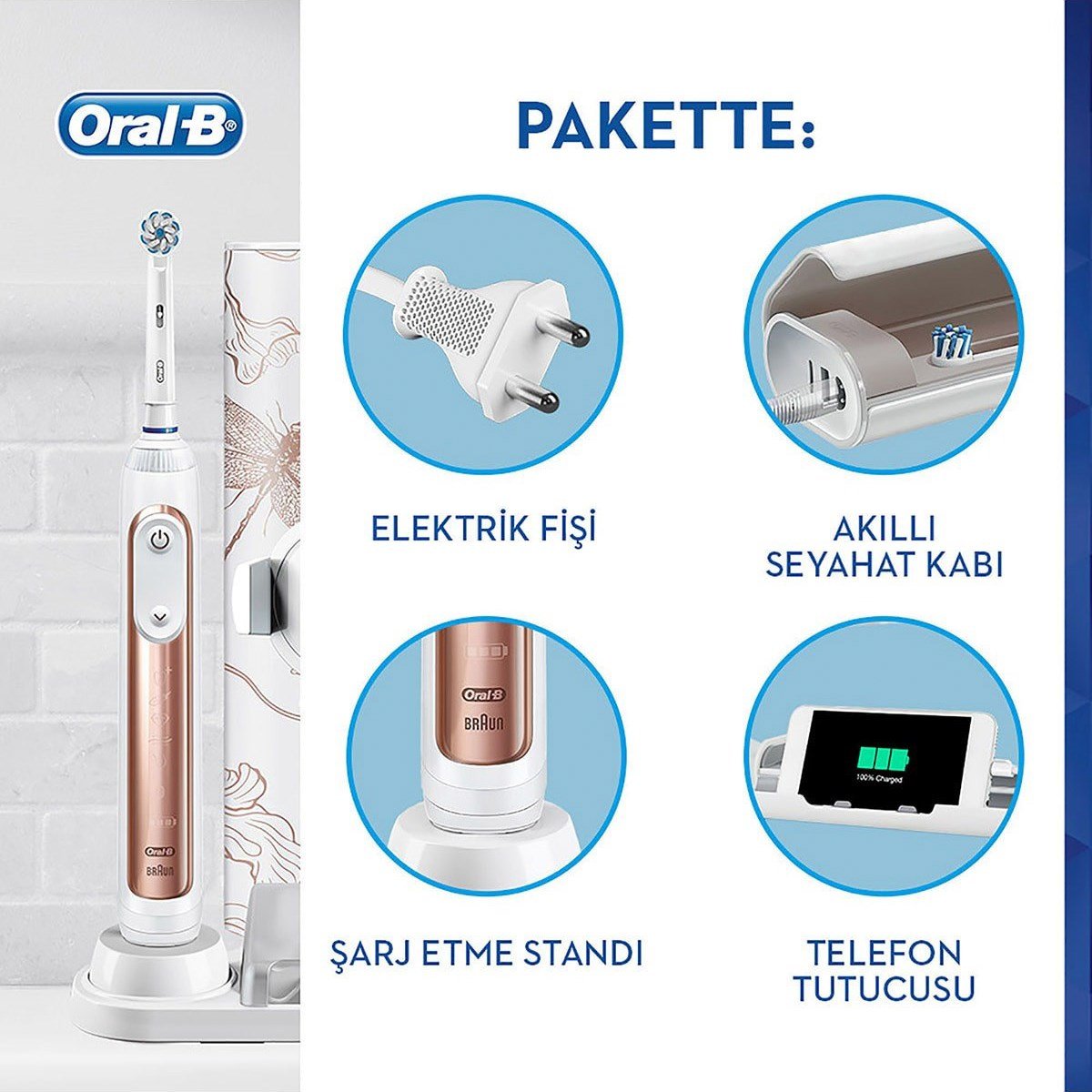 Oral-B Şarjlı Genius Pro 10000 Dragonfly Rosegold