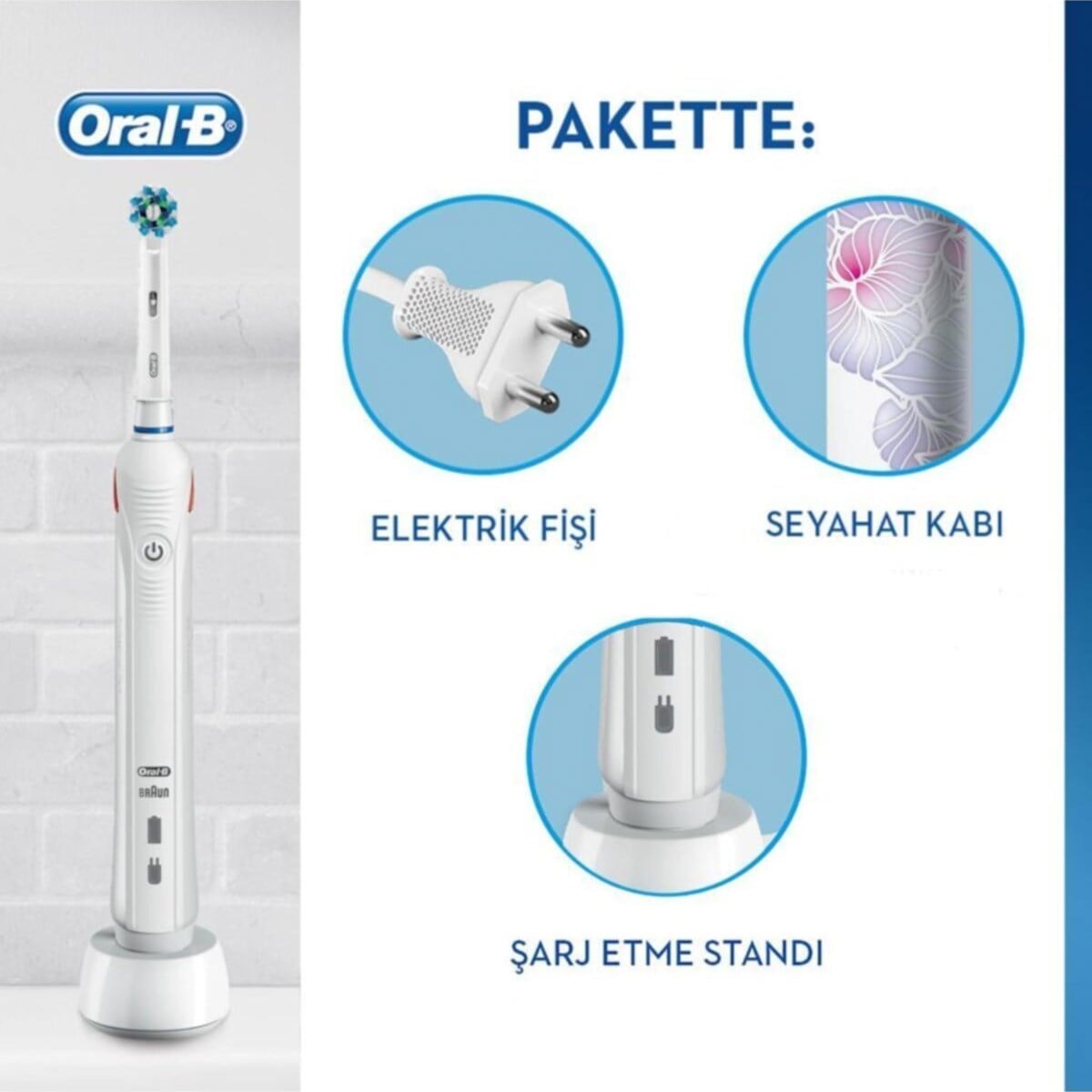 Oral-B Şarjlı Pro 2500 Flora Pink Design Edition CrossAction