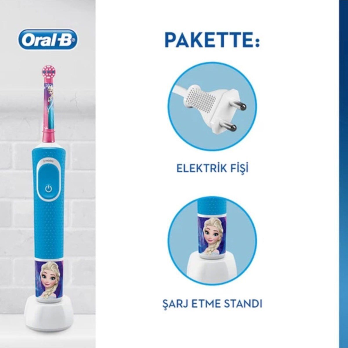 Oral-B Şarjlı Vitality D100 Çocuk Frozen + 75 ml Oral-B Frozen Diş Macunu